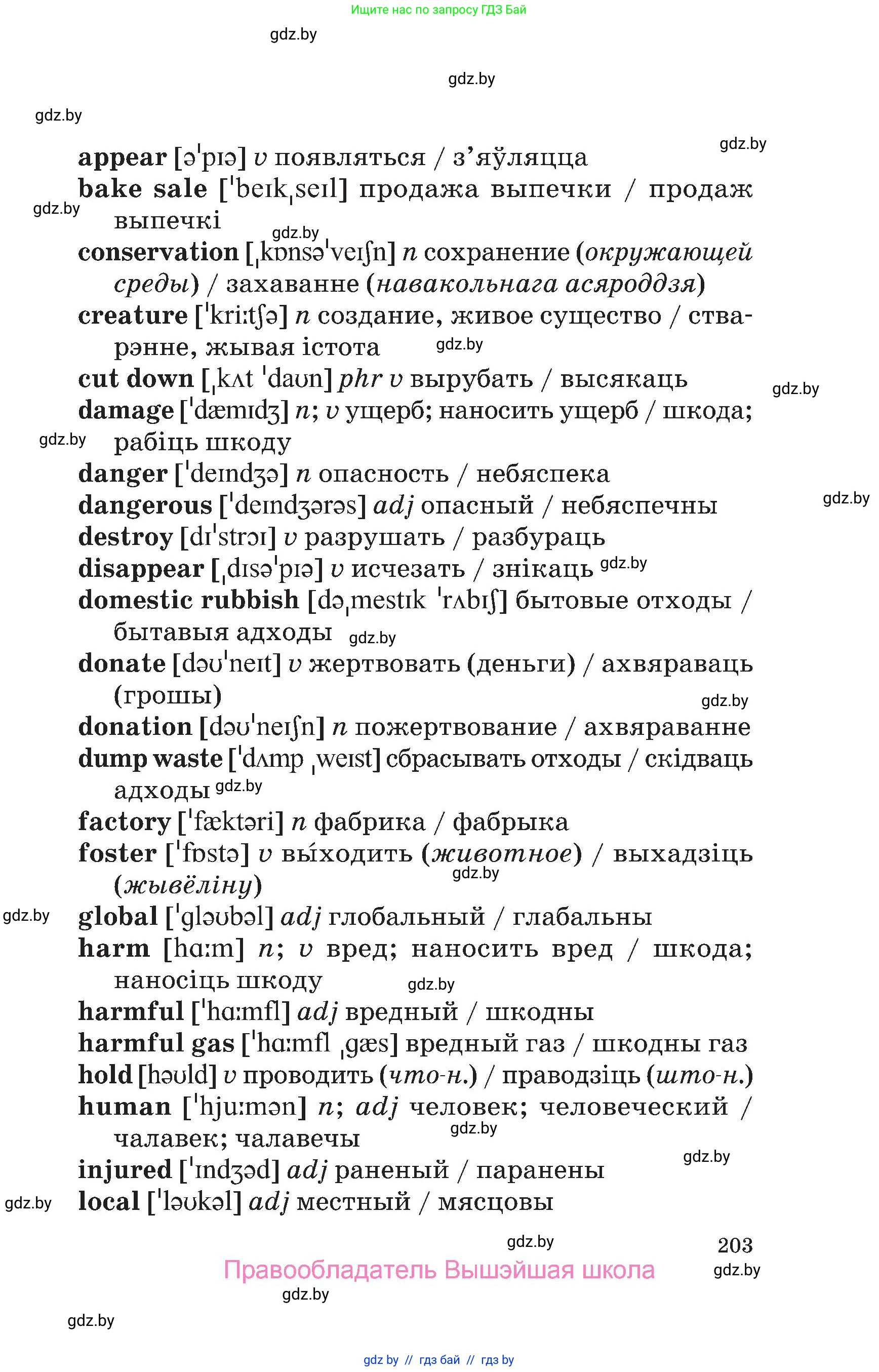 Английский язык (english), 6 класс Учебник, авторы: Демченко Наталья Валентиновна, Севрюкова Татьяна Юрьевна, Юхнель Наталья Валентиновна, Наумова Елена Георгиевна, Рыбалко О Н, Манешина А В, Маслёнченко Н А, издательство Вышэйшая школа, Минск, 2018, красного цвета, страница 203