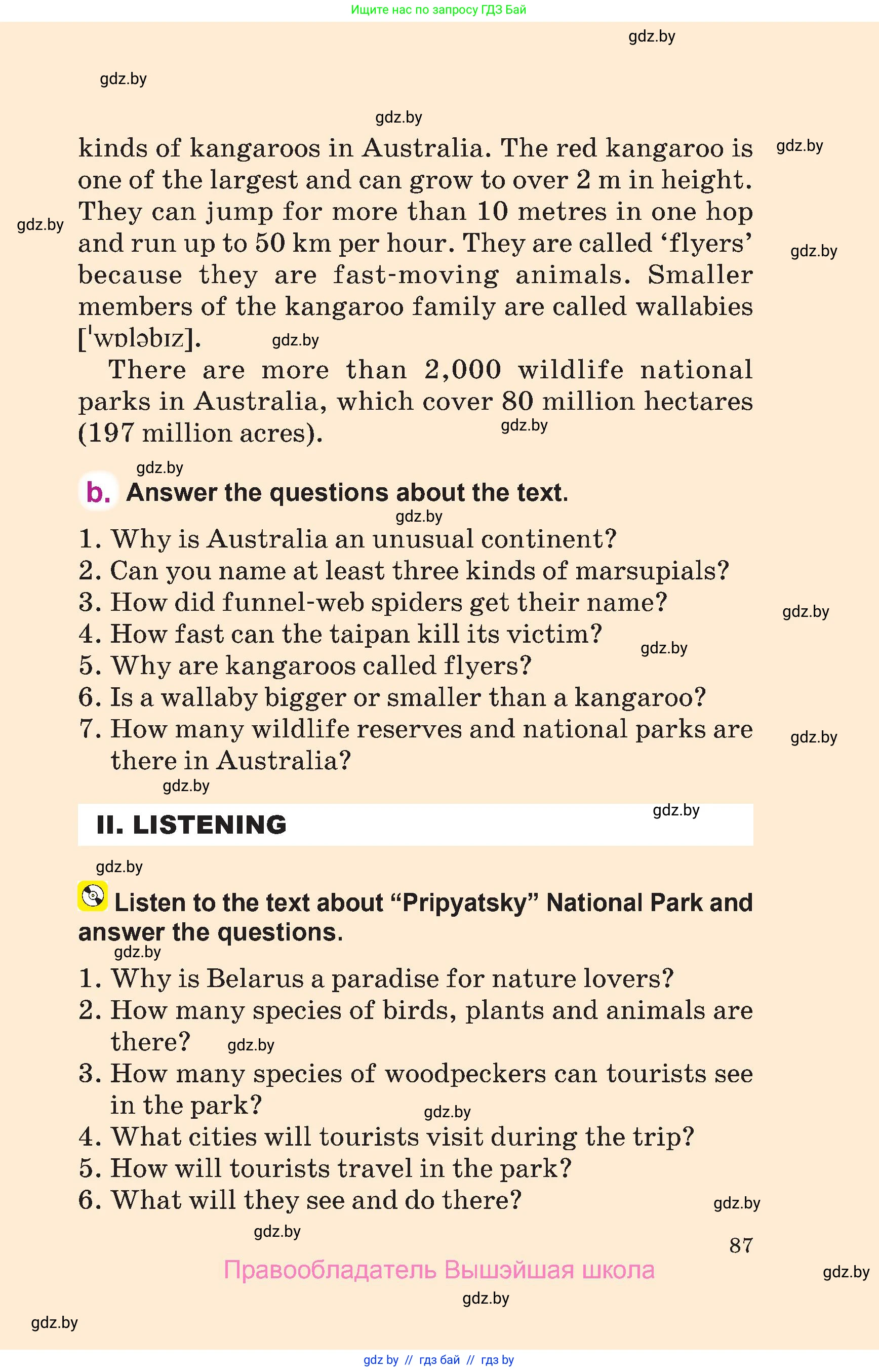 Английский язык (english), 6 класс Учебник, авторы: Демченко Наталья Валентиновна, Севрюкова Татьяна Юрьевна, Юхнель Наталья Валентиновна, Наумова Елена Георгиевна, Рыбалко О Н, Манешина А В, Маслёнченко Н А, издательство Вышэйшая школа, Минск, 2018, красного цвета, Часть 2, страница 87