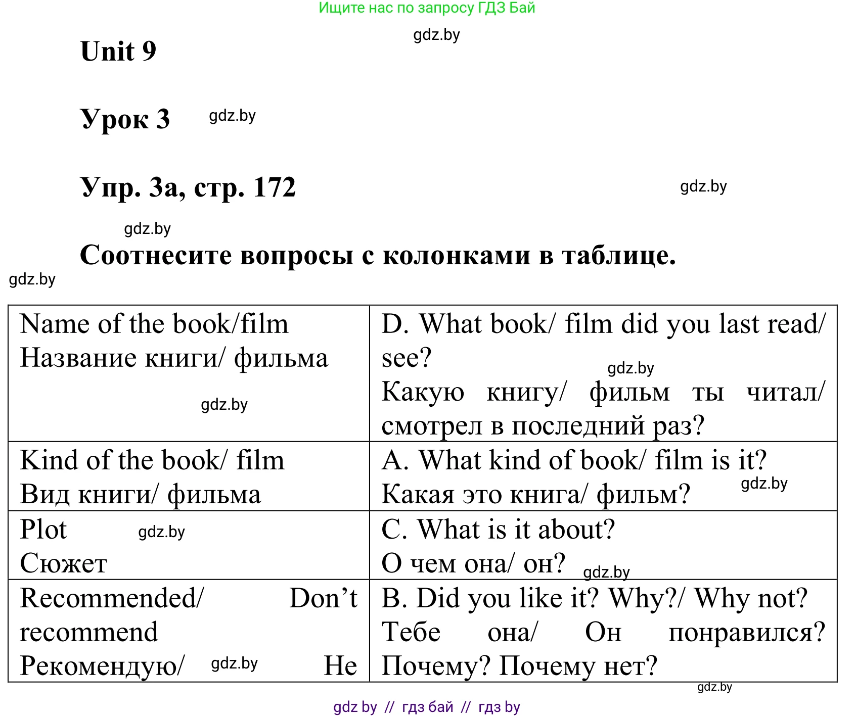 Английский язык (english), 6 класс Учебник, авторы: Демченко Наталья Валентиновна, Севрюкова Татьяна Юрьевна, Юхнель Наталья Валентиновна, Наумова Елена Георгиевна, Рыбалко О Н, Манешина А В, Маслёнченко Н А, издательство Вышэйшая школа, Минск, 2018, красного цвета, Часть 2, страница 172, номер 3, Решение
