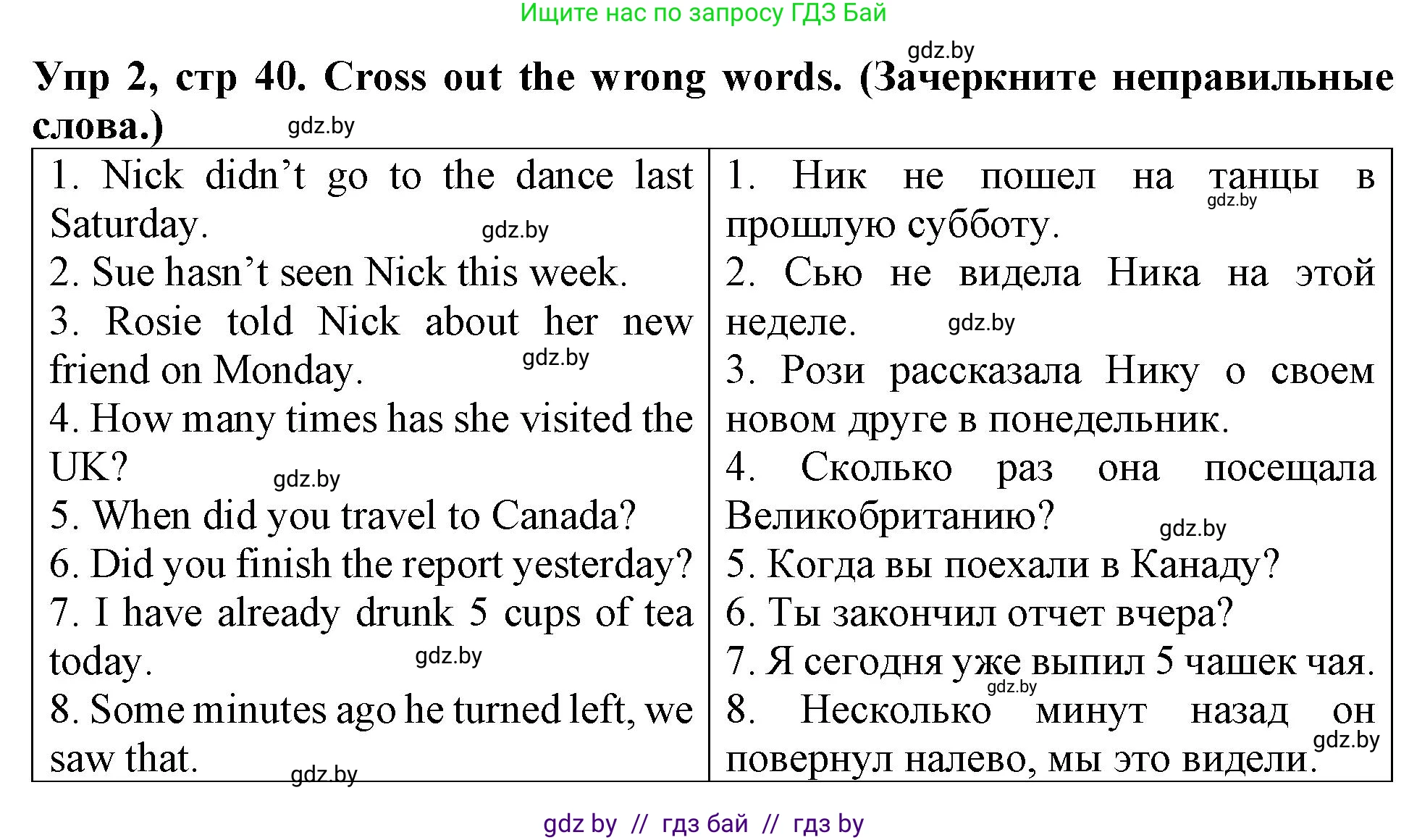Английский язык (english), 6 класс Тетрадь по грамматике (grammar), авторы: Севрюкова Татьяна Юрьевна, Юхнель Наталья Валентиновна, Бушуева Эдите Владиславовна, издательство Аверсэв, Минск, 2022, зелёного цвета, страница 40, номер 2, Решение