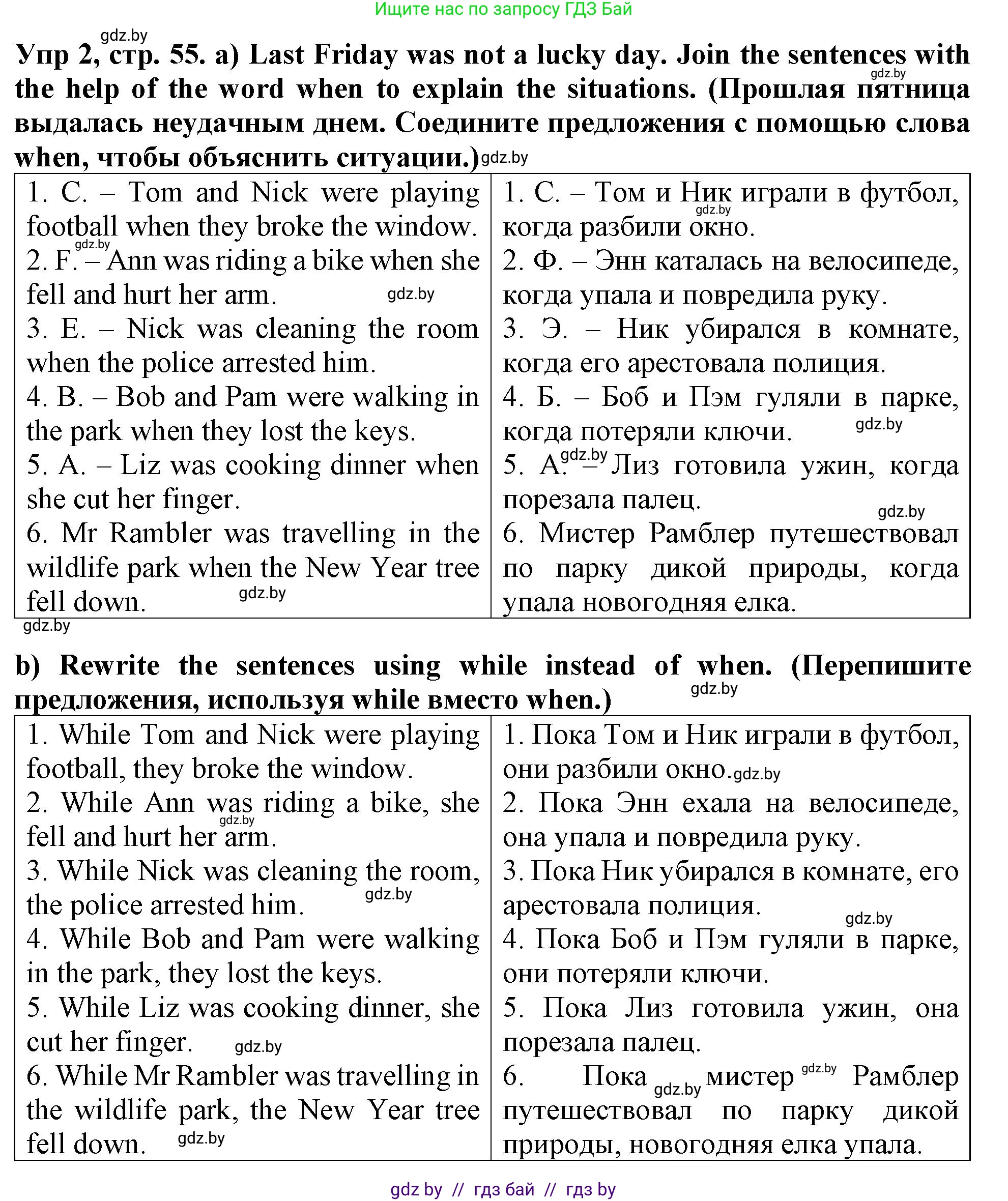 Английский язык (english), 6 класс Тетрадь по грамматике (grammar), авторы: Севрюкова Татьяна Юрьевна, Юхнель Наталья Валентиновна, Бушуева Эдите Владиславовна, издательство Аверсэв, Минск, 2022, зелёного цвета, страница 55, номер 2, Решение