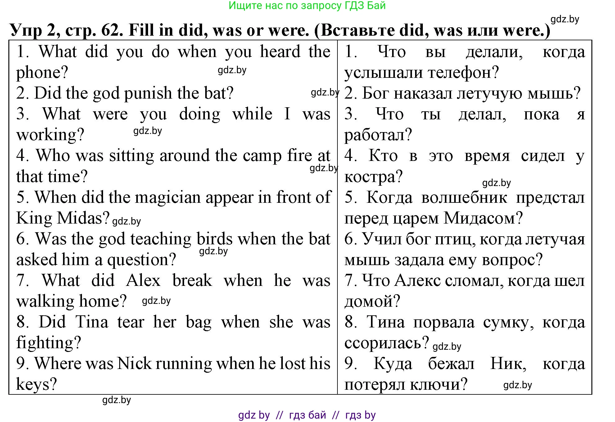 Английский язык (english), 6 класс Тетрадь по грамматике (grammar), авторы: Севрюкова Татьяна Юрьевна, Юхнель Наталья Валентиновна, Бушуева Эдите Владиславовна, издательство Аверсэв, Минск, 2022, зелёного цвета, страница 62, номер 2, Решение