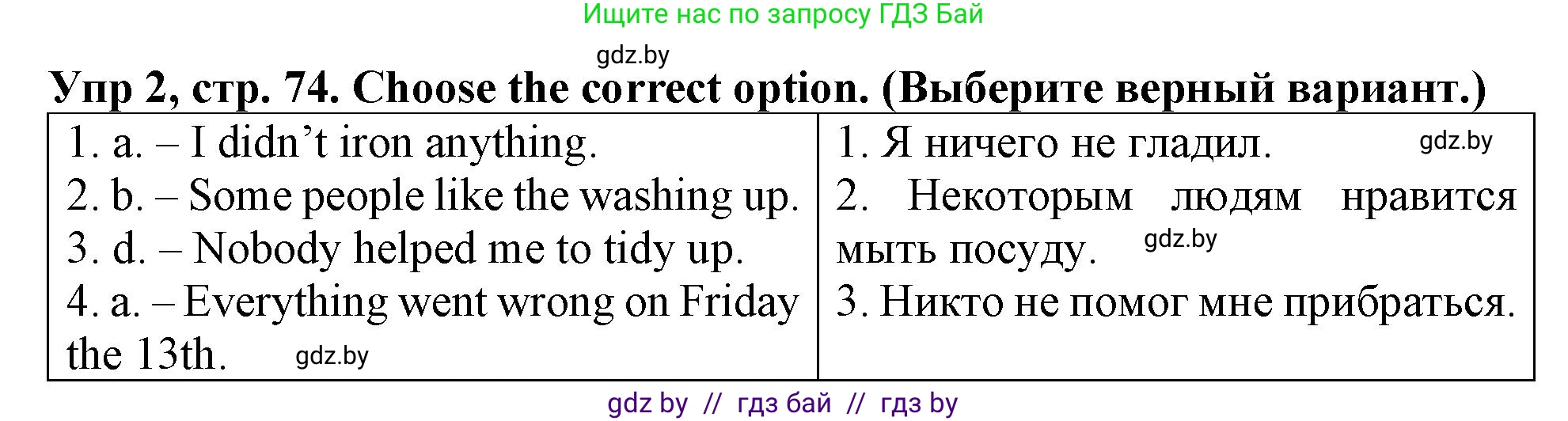 Английский язык (english), 6 класс Тетрадь по грамматике (grammar), авторы: Севрюкова Татьяна Юрьевна, Юхнель Наталья Валентиновна, Бушуева Эдите Владиславовна, издательство Аверсэв, Минск, 2022, зелёного цвета, страница 74, номер 2, Решение