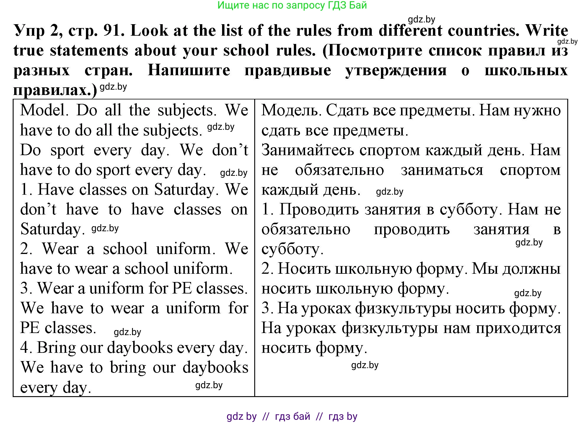 Английский язык (english), 6 класс Тетрадь по грамматике (grammar), авторы: Севрюкова Татьяна Юрьевна, Юхнель Наталья Валентиновна, Бушуева Эдите Владиславовна, издательство Аверсэв, Минск, 2022, зелёного цвета, страница 91, номер 2, Решение