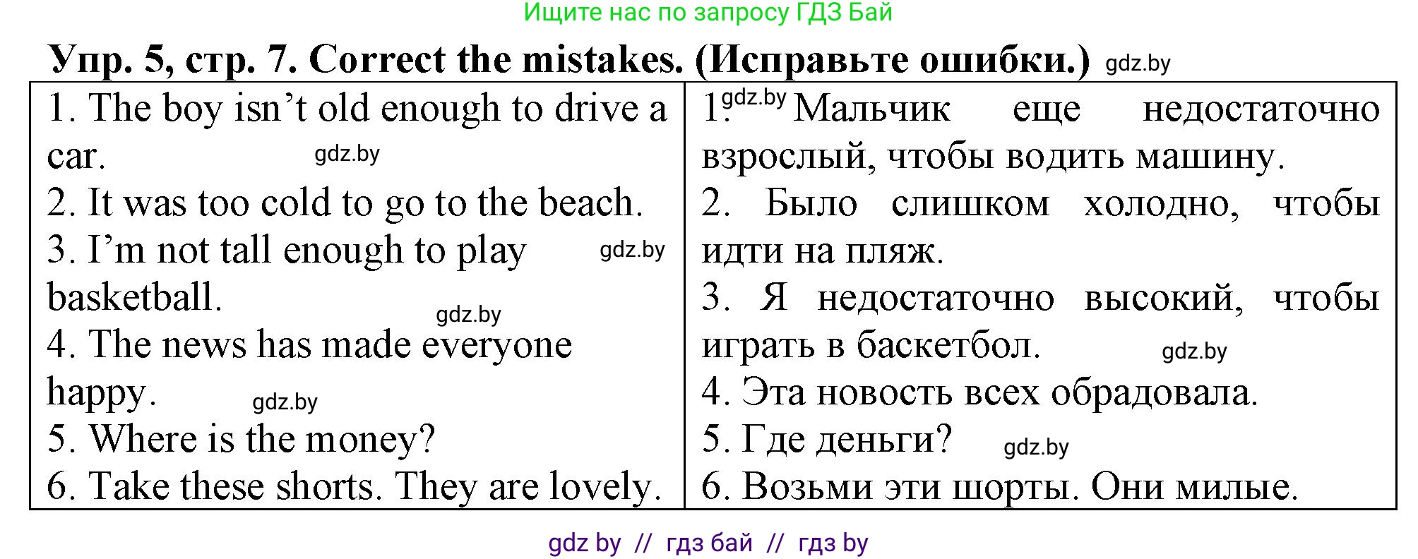 Английский язык (english), 7 класс тесты (test book), авторы: Севрюкова Татьяна Юрьевна, Калишевич Алла Ивановна, издательство Аверсэв, Минск, 2022, зелёного цвета, страница 7, номер 5, Решение 2