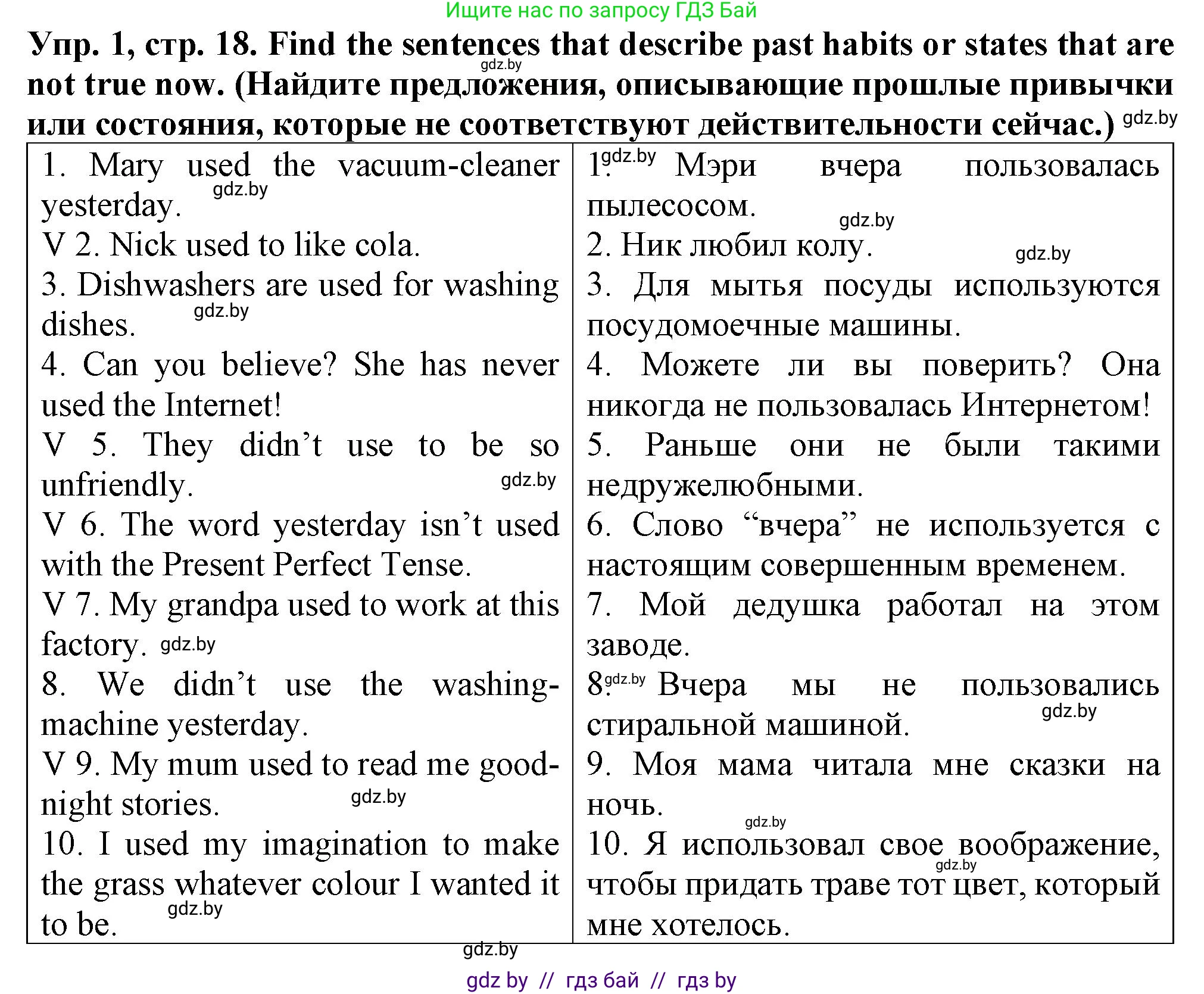 Английский язык (english), 7 класс Тетрадь по грамматике (grammar), авторы: Севрюкова Татьяна Юрьевна, Бушуева Эдите Владиславовна, Юхнель Наталья Валентиновна, издательство Аверсэв, Минск, 2023, страница 18, номер 1, Решение