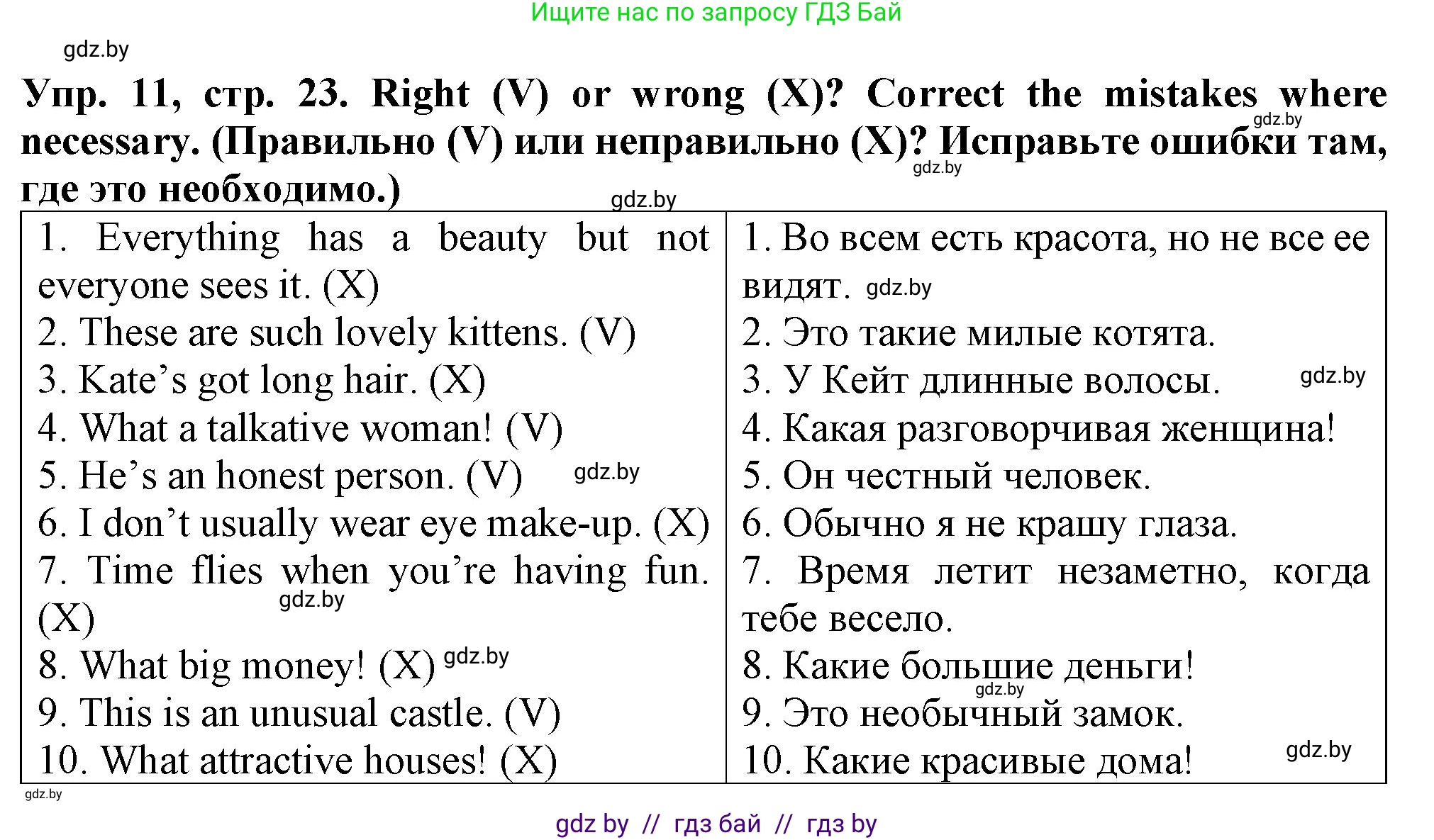 Английский язык (english), 7 класс Тетрадь по грамматике (grammar), авторы: Севрюкова Татьяна Юрьевна, Бушуева Эдите Владиславовна, Юхнель Наталья Валентиновна, издательство Аверсэв, Минск, 2023, страница 23, номер 11, Решение