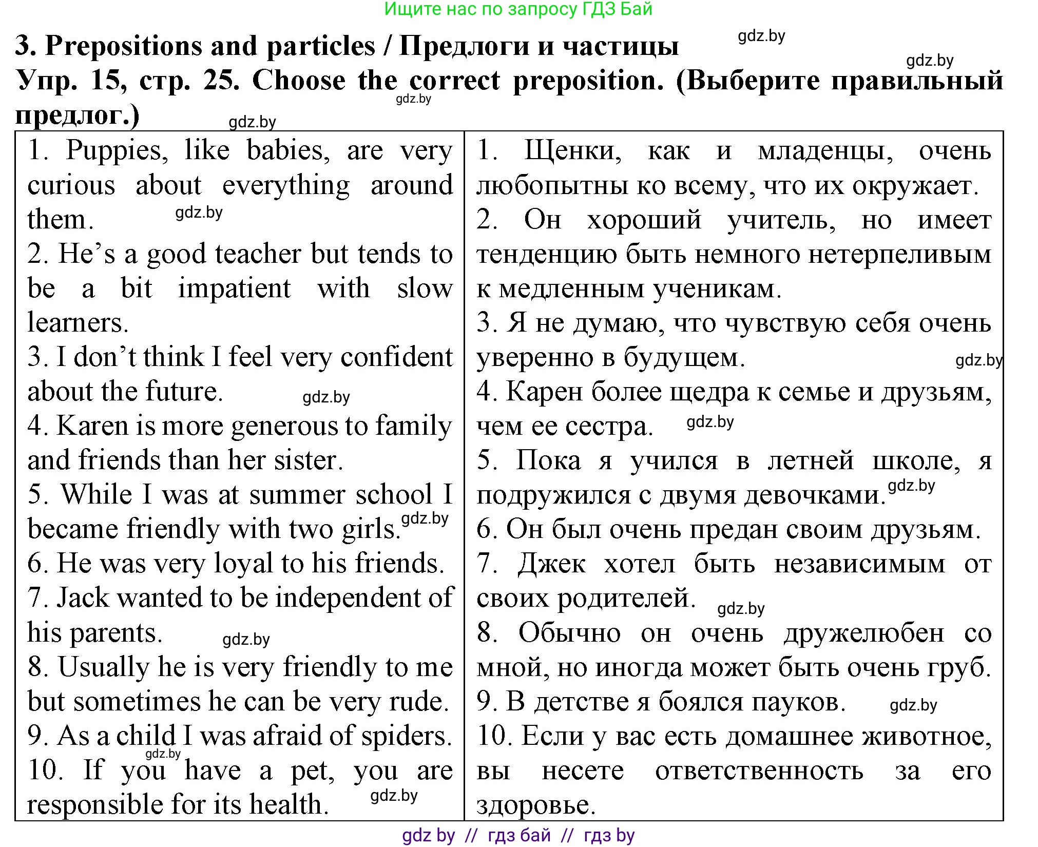 Английский язык (english), 7 класс Тетрадь по грамматике (grammar), авторы: Севрюкова Татьяна Юрьевна, Бушуева Эдите Владиславовна, Юхнель Наталья Валентиновна, издательство Аверсэв, Минск, 2023, страница 25, номер 15, Решение
