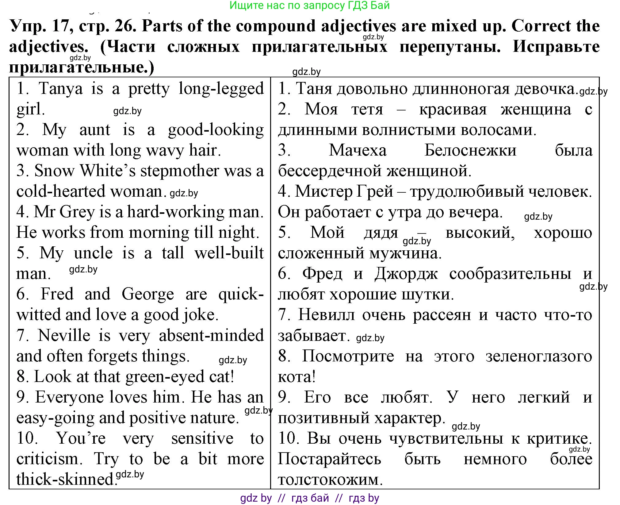 Английский язык (english), 7 класс Тетрадь по грамматике (grammar), авторы: Севрюкова Татьяна Юрьевна, Бушуева Эдите Владиславовна, Юхнель Наталья Валентиновна, издательство Аверсэв, Минск, 2023, страница 26, номер 17, Решение