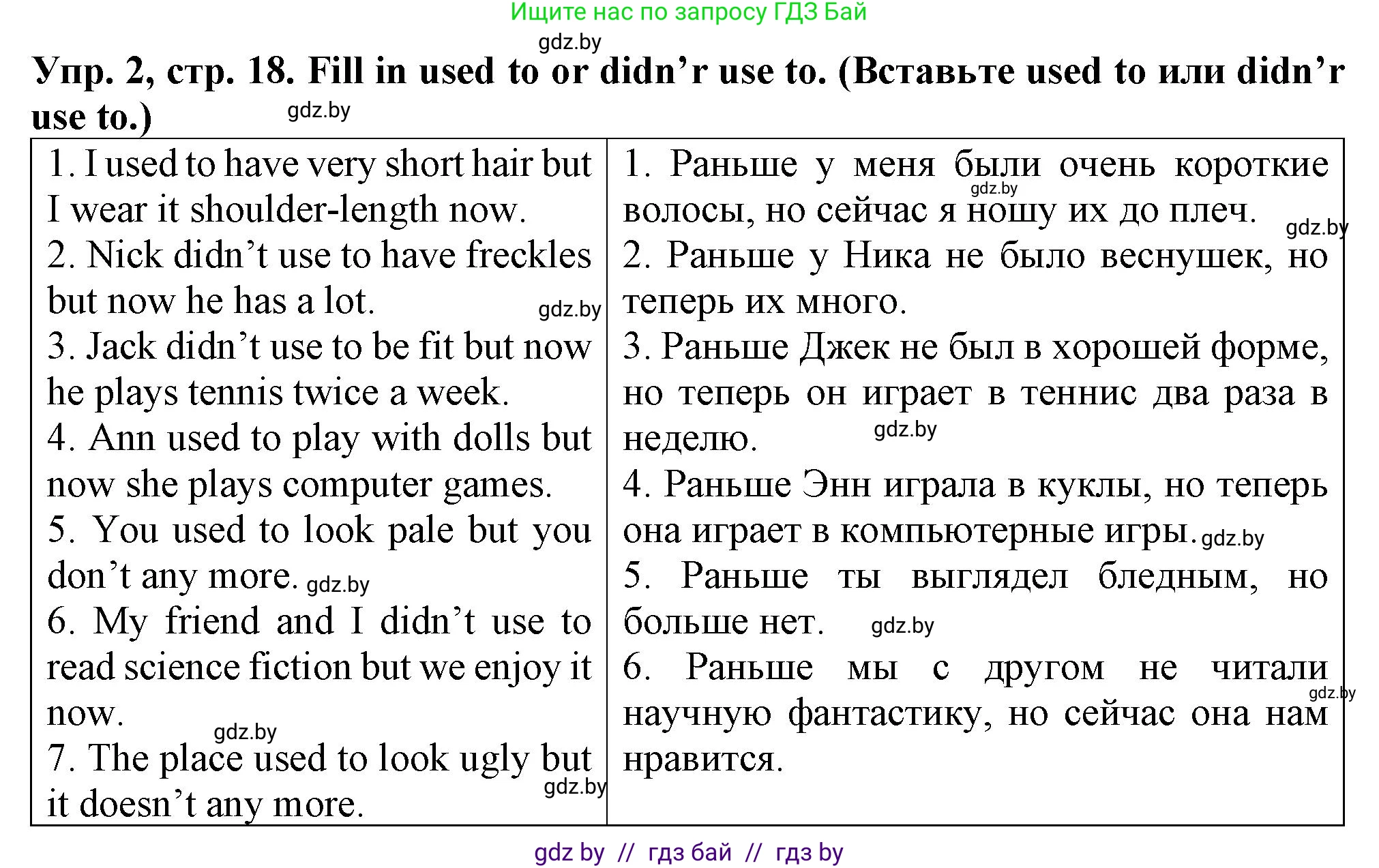 Английский язык (english), 7 класс Тетрадь по грамматике (grammar), авторы: Севрюкова Татьяна Юрьевна, Бушуева Эдите Владиславовна, Юхнель Наталья Валентиновна, издательство Аверсэв, Минск, 2023, страница 18, номер 2, Решение