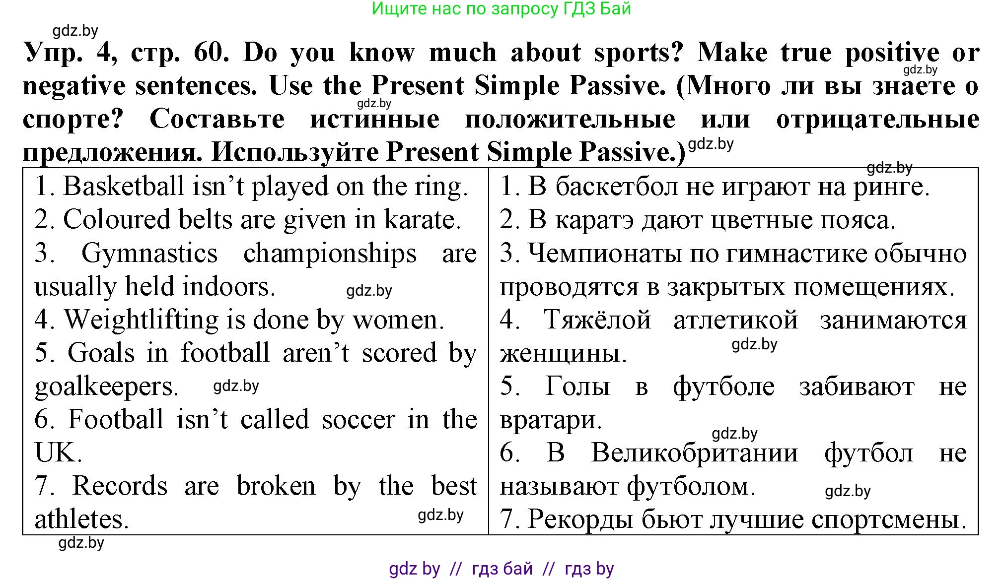 Английский язык (english), 7 класс Тетрадь по грамматике (grammar), авторы: Севрюкова Татьяна Юрьевна, Бушуева Эдите Владиславовна, Юхнель Наталья Валентиновна, издательство Аверсэв, Минск, 2023, страница 60, номер 4, Решение