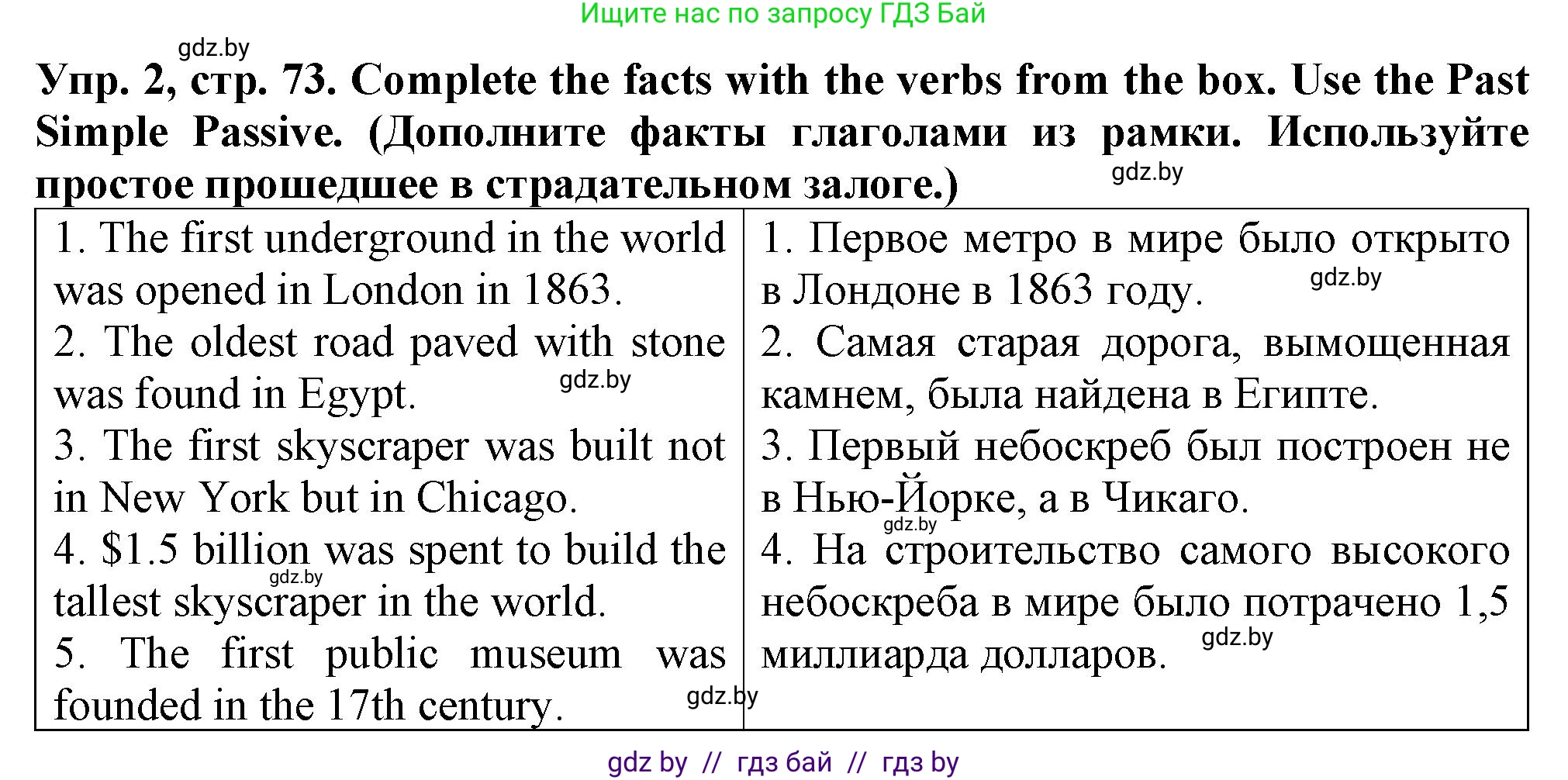 Английский язык (english), 7 класс Тетрадь по грамматике (grammar), авторы: Севрюкова Татьяна Юрьевна, Бушуева Эдите Владиславовна, Юхнель Наталья Валентиновна, издательство Аверсэв, Минск, 2023, страница 73, номер 2, Решение