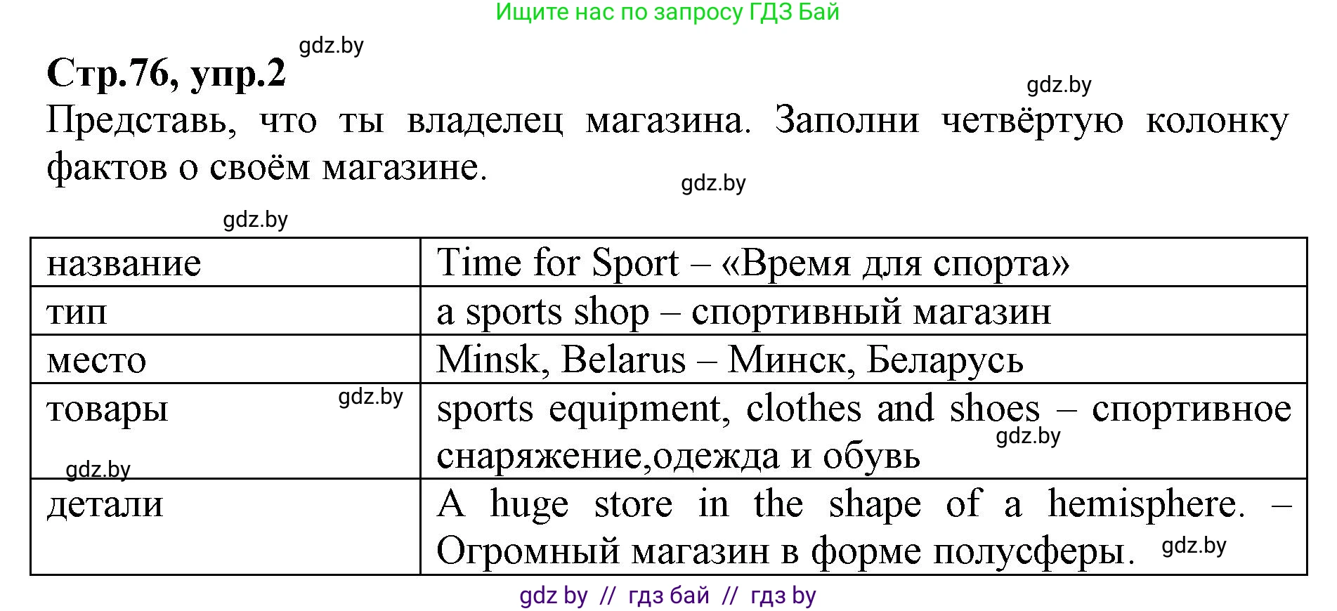 Английский язык (english), 7 класс Рабочая тетрадь (workbook), авторы: Демченко Наталья Валентиновна, Севрюкова Татьяна Юрьевна, Наумова Елена Георгиевна, Юхнель Наталья Валентиновна, Манешина А В, Маслёнченко Н А, Рыбалко О Н, издательство Аверсэв, Минск, 2021, голубого цвета, Часть ( Part) 1, страница 76, номер 2, Решение