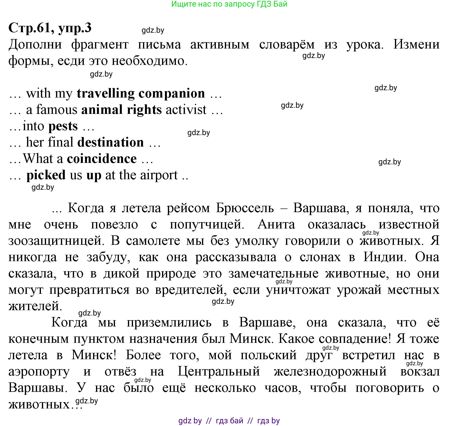 Английский язык (english), 7 класс Рабочая тетрадь (workbook), авторы: Демченко Наталья Валентиновна, Севрюкова Татьяна Юрьевна, Наумова Елена Георгиевна, Юхнель Наталья Валентиновна, Манешина А В, Маслёнченко Н А, Рыбалко О Н, издательство Аверсэв, Минск, 2021, голубого цвета, Часть ( Part) 2, страница 61, номер 3, Решение