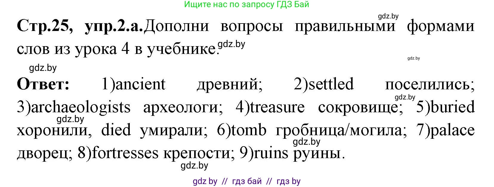 Английский язык (english), 7 класс практикум (activity book ), авторы: Юхнель Наталья Валентиновна, Наумова Елена Георгиевна, Демченко Наталья Валентиновна, Романчук Вероника Романовна, Гуськов А Л, Волков Андрей Валерьевич, издательство Аверсэв, Минск, 2023, Часть ( Part) 2, страница 25, номер 2, Решение