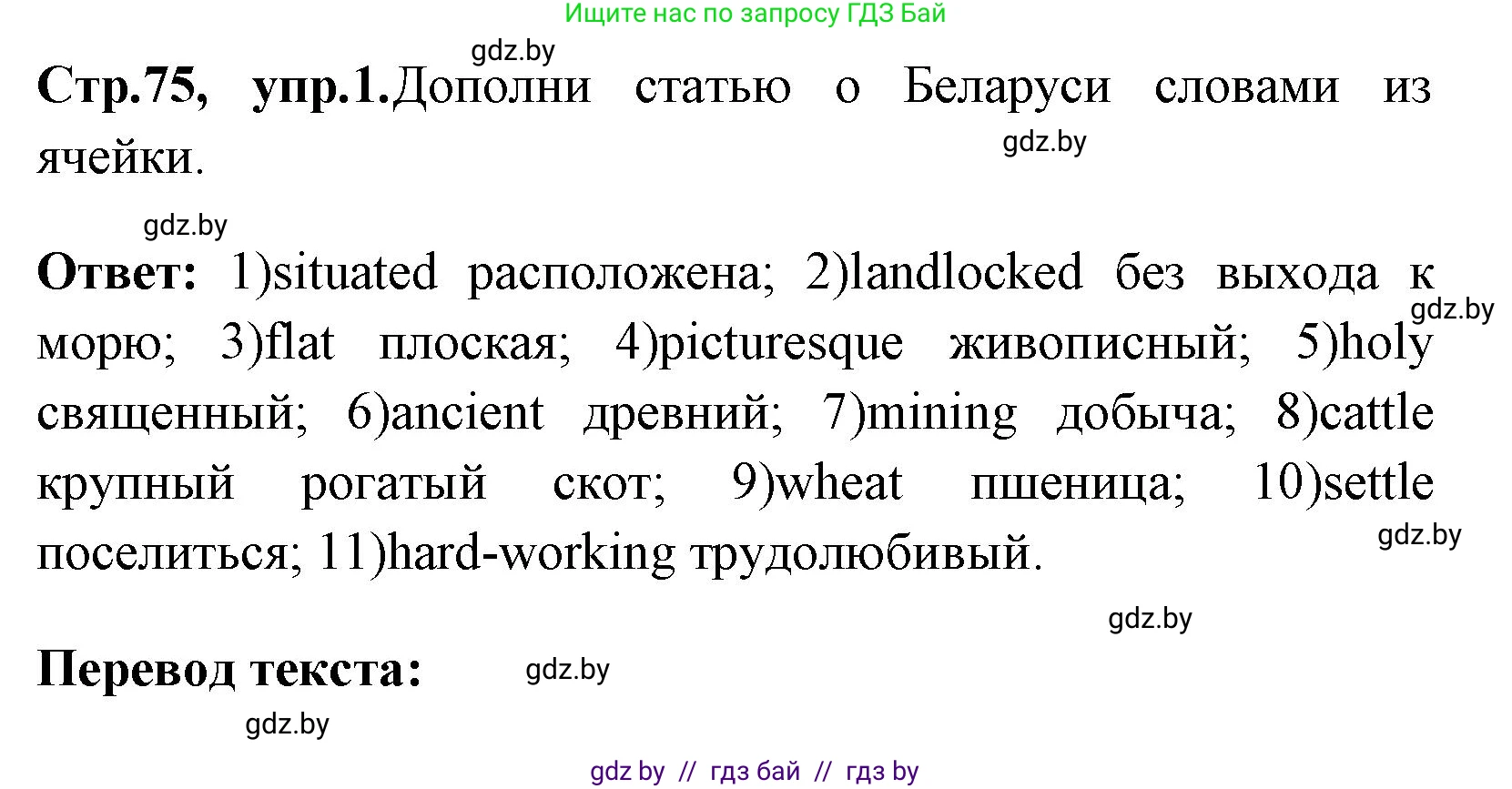 Английский язык (english), 7 класс практикум (activity book ), авторы: Юхнель Наталья Валентиновна, Наумова Елена Георгиевна, Демченко Наталья Валентиновна, Романчук Вероника Романовна, Гуськов А Л, Волков Андрей Валерьевич, издательство Аверсэв, Минск, 2023, Часть ( Part) 2, страница 75, номер 1, Решение