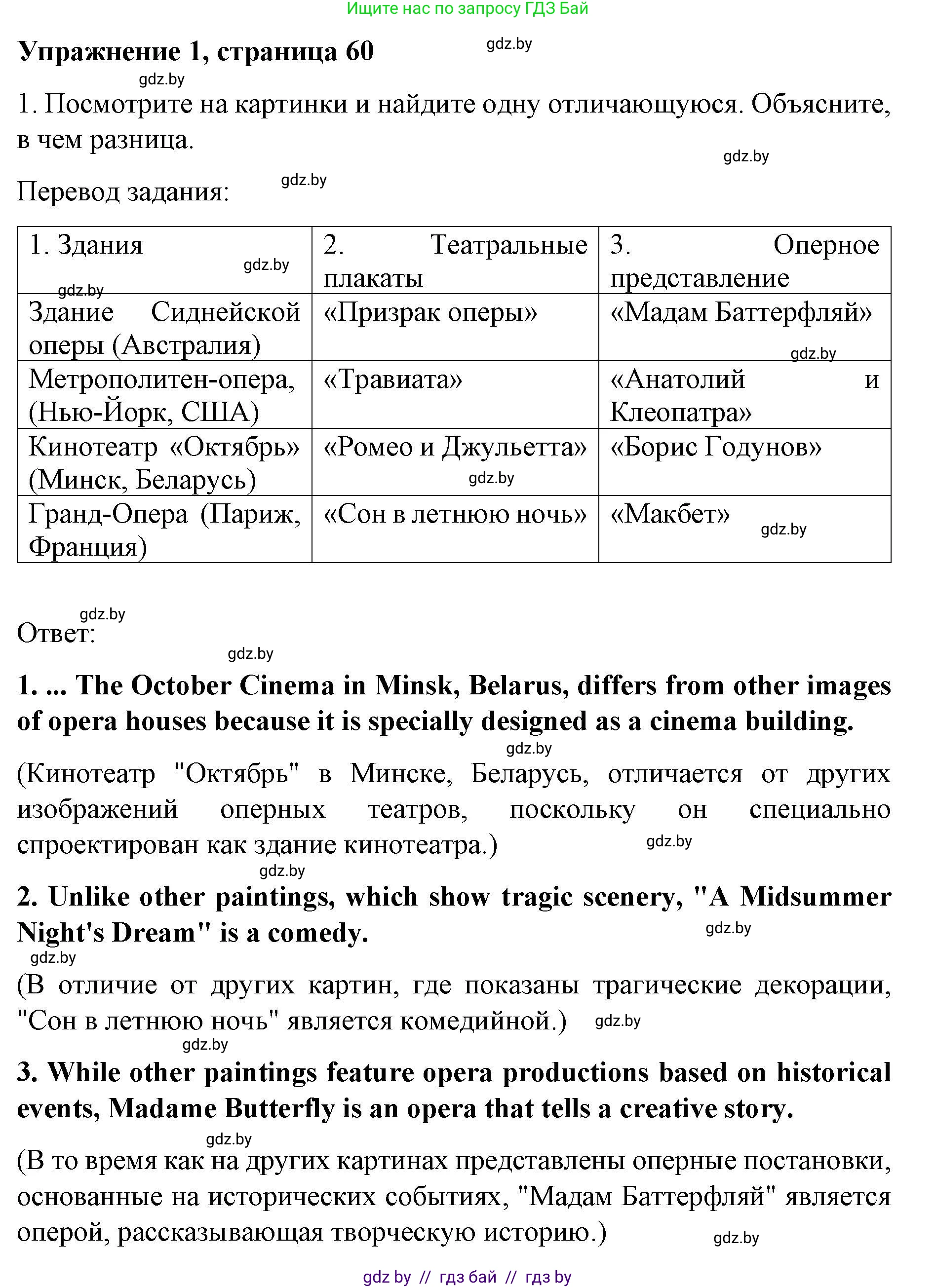 Английский язык (english), 8 класс рабочая тетрадь (activity book), авторы: Лапицкая Людмила Михайловна (Lapitskaya Ludmila), Демченко Наталья Валентиновна, Калишевич Алла Ивановна, Юхнель Наталья Валентиновна, Волков Андрей Валерьевич, Севрюкова Татьяна Юрьевна, издательство Аверсэв, Минск, 2021, салатового цвета, Часть ( Part) 2, страница 60, номер 1, Решение 1