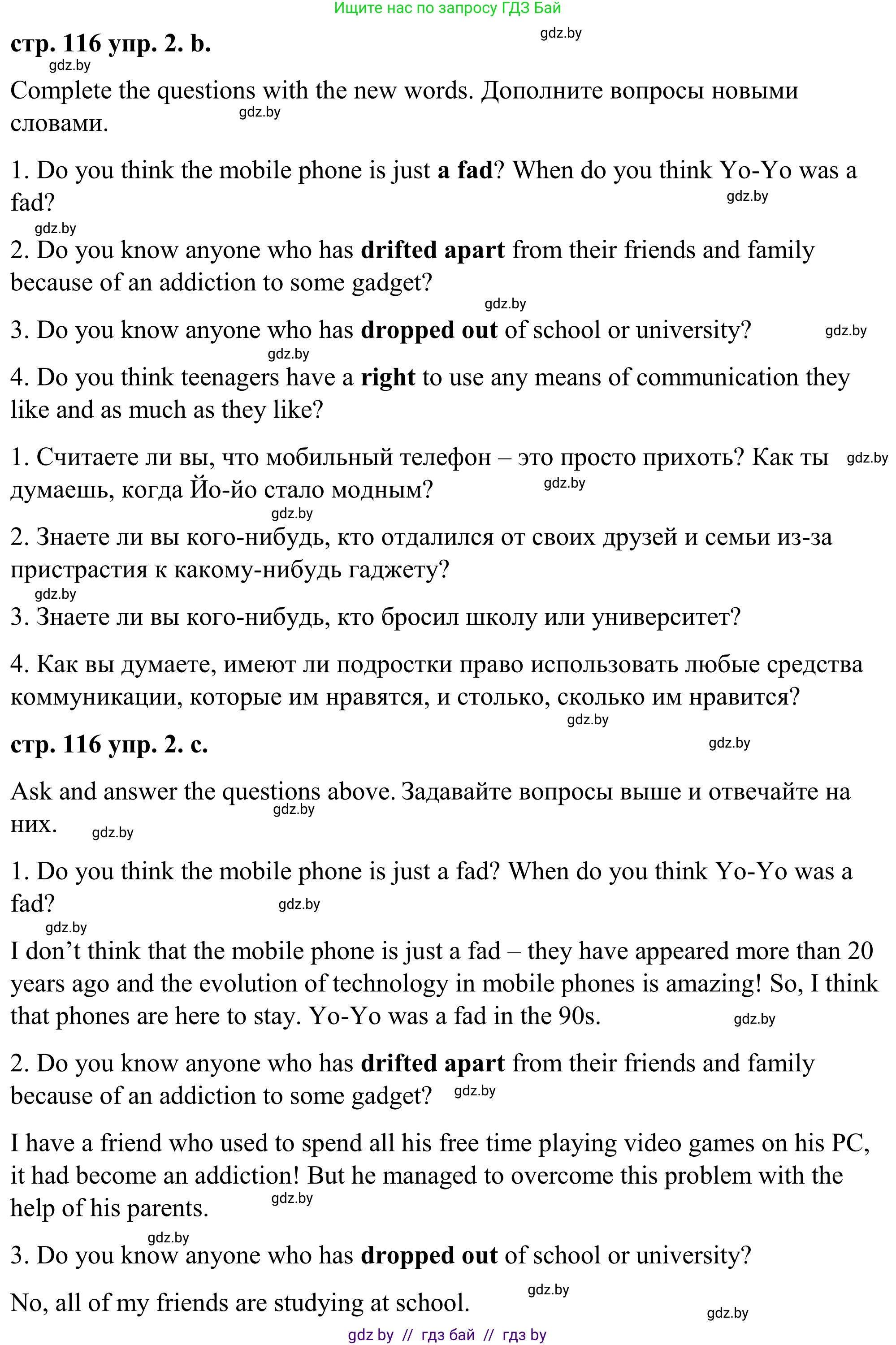 Английский язык (english), 9 класс Учебник (Student's book), авторы: Демченко Наталья Валентиновна, Юхнель Наталья Валентиновна, Романчук Вероника Романовна, Малиновская Елена Александровна, Севрюкова Татьяна Юрьевна, издательство Вышэйшая школа, Минск, 2022, белого цвета, Часть ( Part) 2, страница 116, номер 2, Решение (продолжение 2)