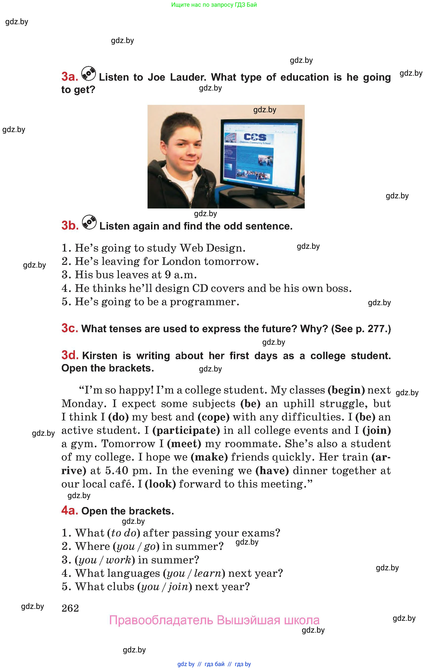 Английский язык (english), 9 класс Учебник (Student's book), авторы: Лапицкая Людмила Михайловна (Lapitskaya Ludmila), Демченко Наталья Валентиновна, Волков Андрей Валерьевич, Калишевич Алла Ивановна, Севрюкова Татьяна Юрьевна, Юхнель Наталья Валентиновна, издательство Вышэйшая школа, Минск, 2018, страница 262