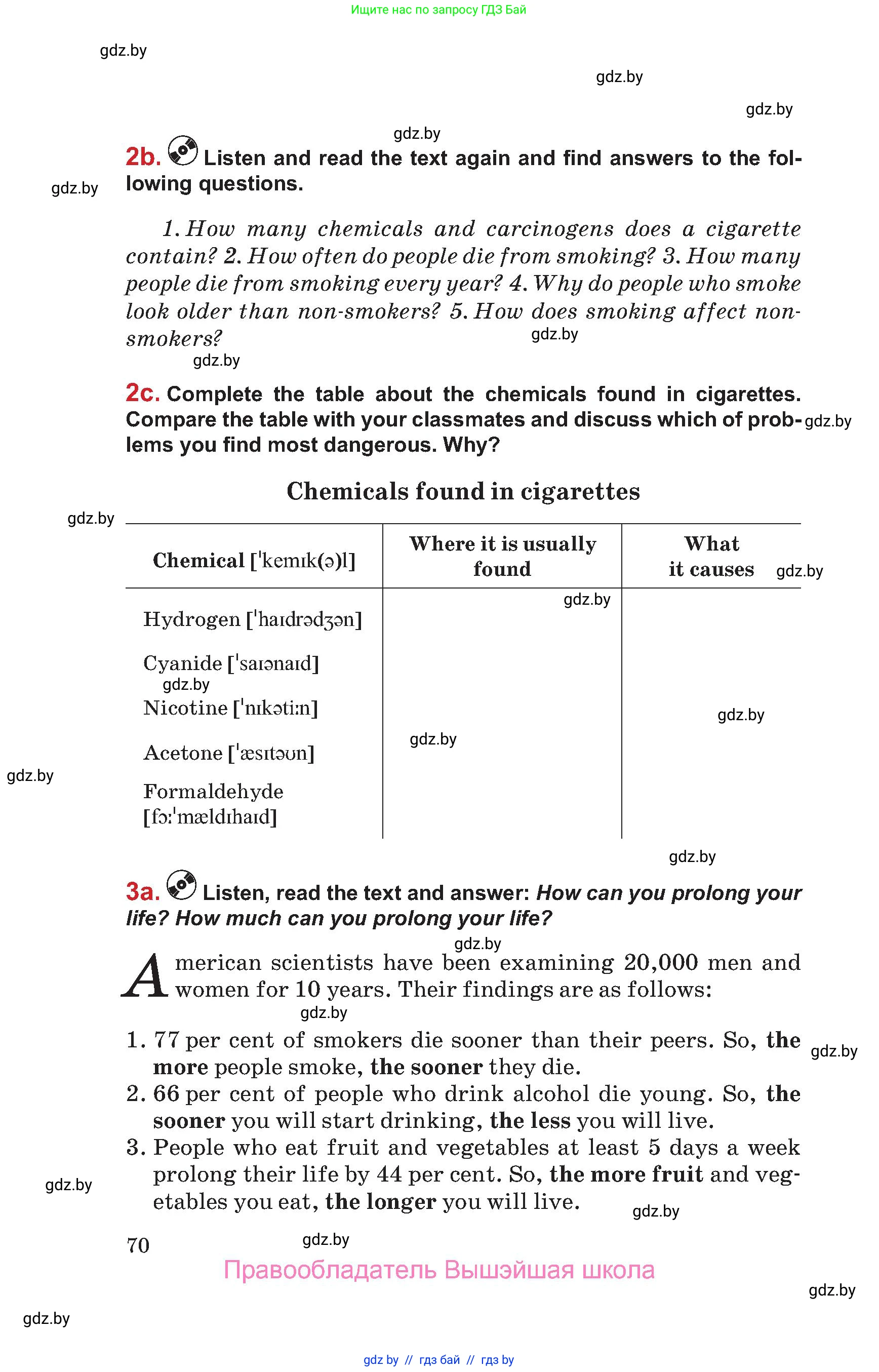 Английский язык (english), 9 класс Учебник (Student's book), авторы: Лапицкая Людмила Михайловна (Lapitskaya Ludmila), Демченко Наталья Валентиновна, Волков Андрей Валерьевич, Калишевич Алла Ивановна, Севрюкова Татьяна Юрьевна, Юхнель Наталья Валентиновна, издательство Вышэйшая школа, Минск, 2018, страница 70