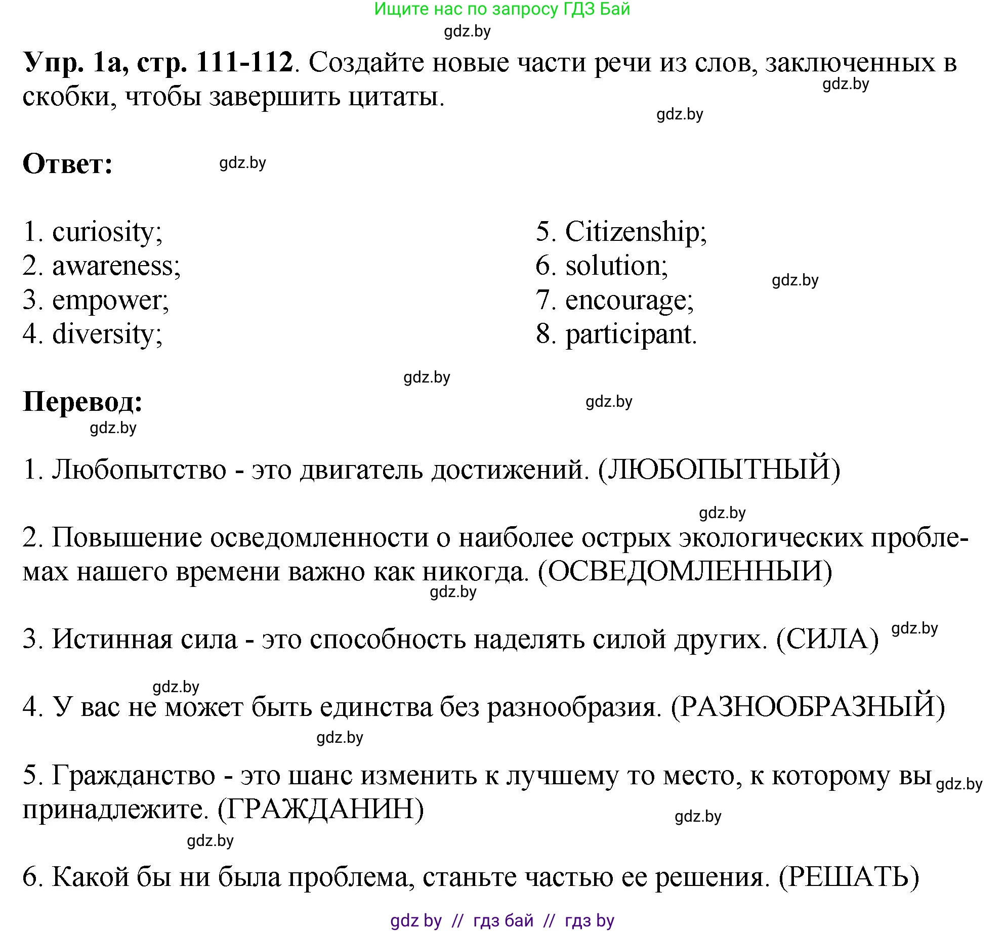 Английский язык (english), 10 класс рабочая тетрадь (activity book), авторы: Демченко Наталья Валентиновна, Бушуева Эдите Владиславовна, Юхнель Наталья Валентиновна, Севрюкова Татьяна Юрьевна, Лапицкая Людмила Михайловна (Lapitskaya Ludmila), издательство Аверсэв, Минск, 2022, голубого цвета, Часть ( Part) 2, страница 111, номер 1, Решение