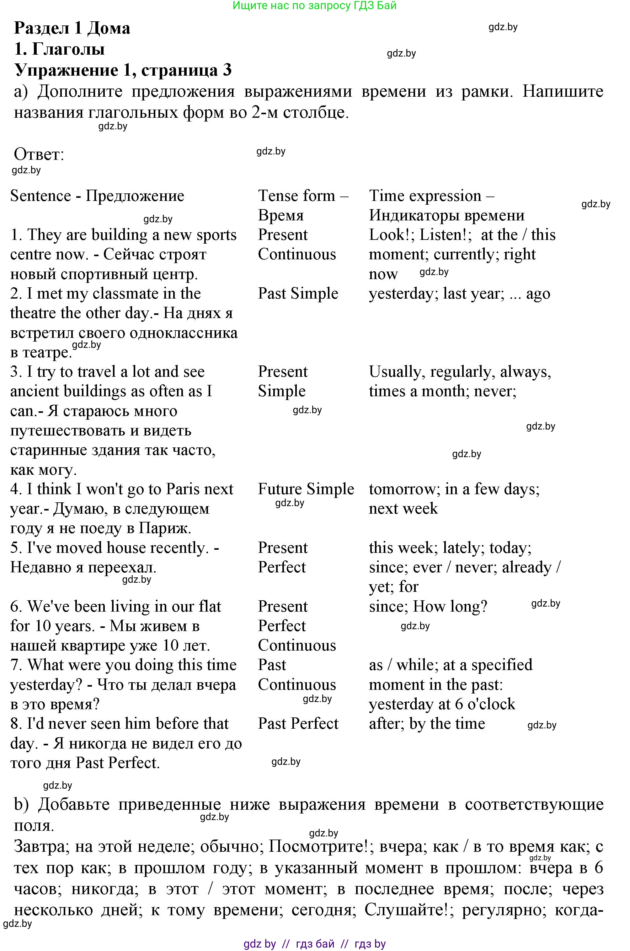 Английский язык (english), 10 класс Тетрадь по грамматике (grammar), авторы: Севрюкова Татьяна Юрьевна, Бушуева Эдите Владиславовна, Юхнель Наталья Валентиновна, издательство Аверсэв, Минск, 2021, сиреневого цвета, страница 3, номер 1, Решение