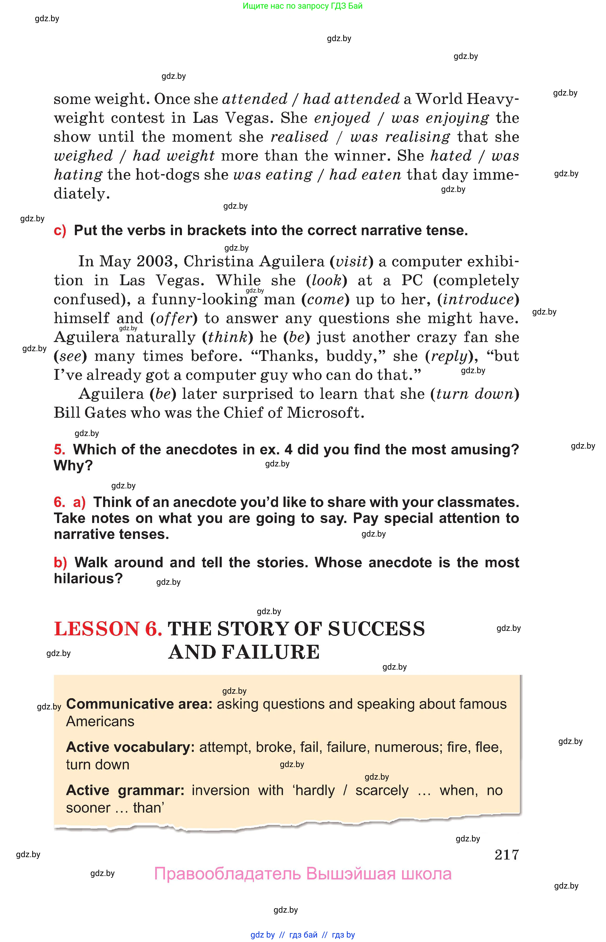 Английский язык (english), 10 класс Учебник (Student's book), авторы: Юхнель Наталья Валентиновна, Наумова Елена Георгиевна, Демченко Наталья Валентиновна, издательство Вышэйшая школа, Минск, 2019, страница 217