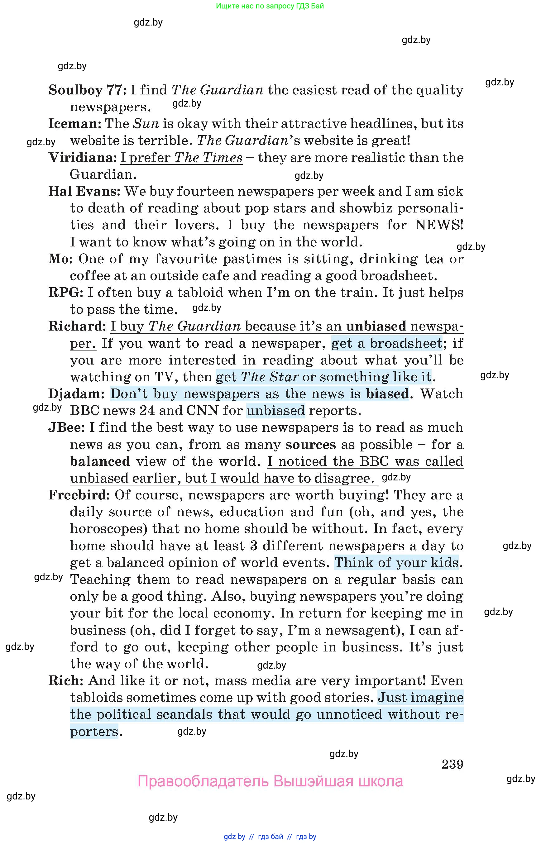 Английский язык (english), 10 класс Учебник (Student's book), авторы: Юхнель Наталья Валентиновна, Наумова Елена Георгиевна, Демченко Наталья Валентиновна, издательство Вышэйшая школа, Минск, 2019, страница 239