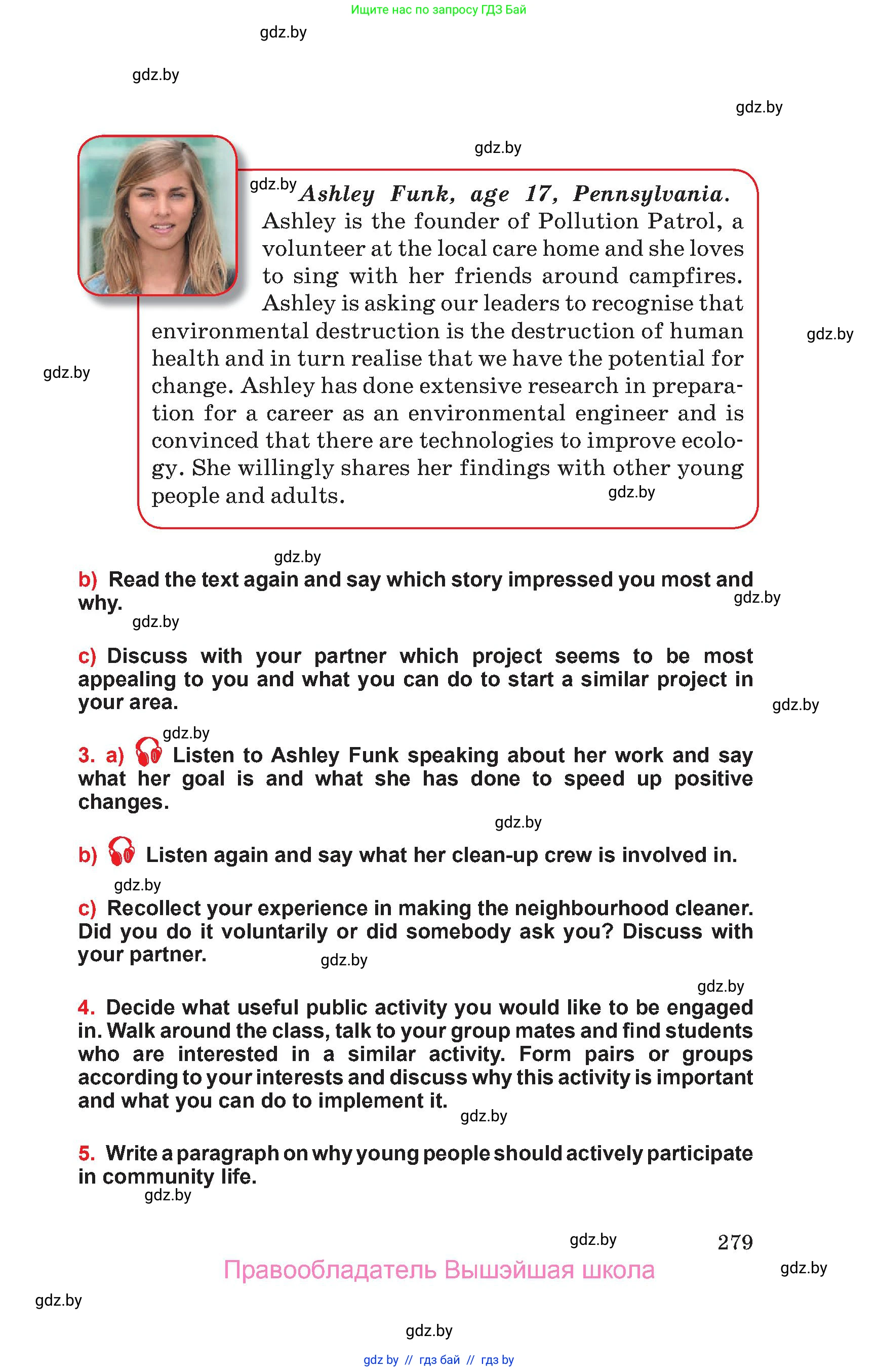 Английский язык (english), 10 класс Учебник (Student's book), авторы: Юхнель Наталья Валентиновна, Наумова Елена Георгиевна, Демченко Наталья Валентиновна, издательство Вышэйшая школа, Минск, 2019, страница 279