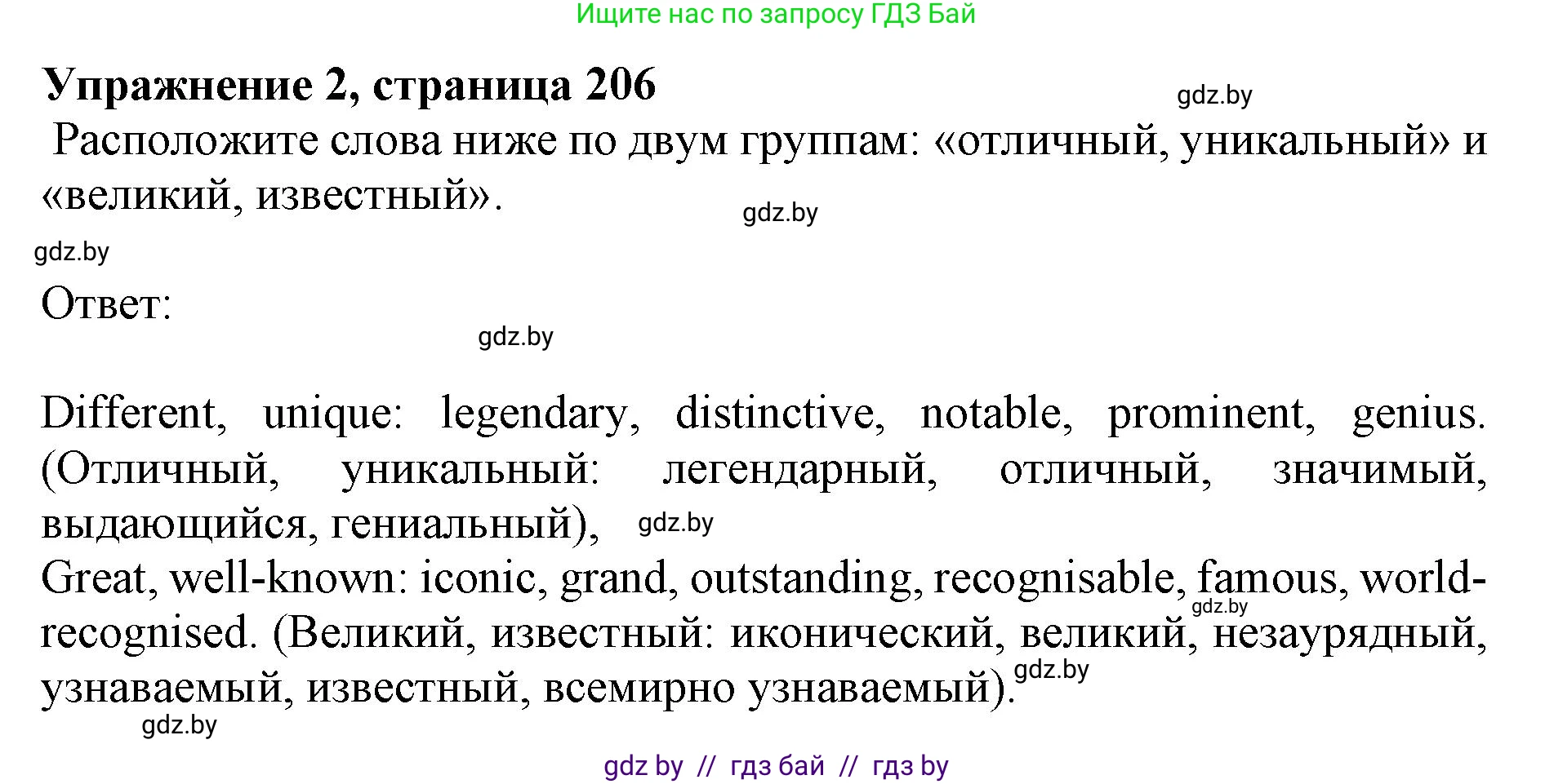 Английский язык (english), 10 класс Учебник (Student's book), авторы: Юхнель Наталья Валентиновна, Наумова Елена Георгиевна, Демченко Наталья Валентиновна, издательство Вышэйшая школа, Минск, 2019, страница 206, номер 2, Решение 2