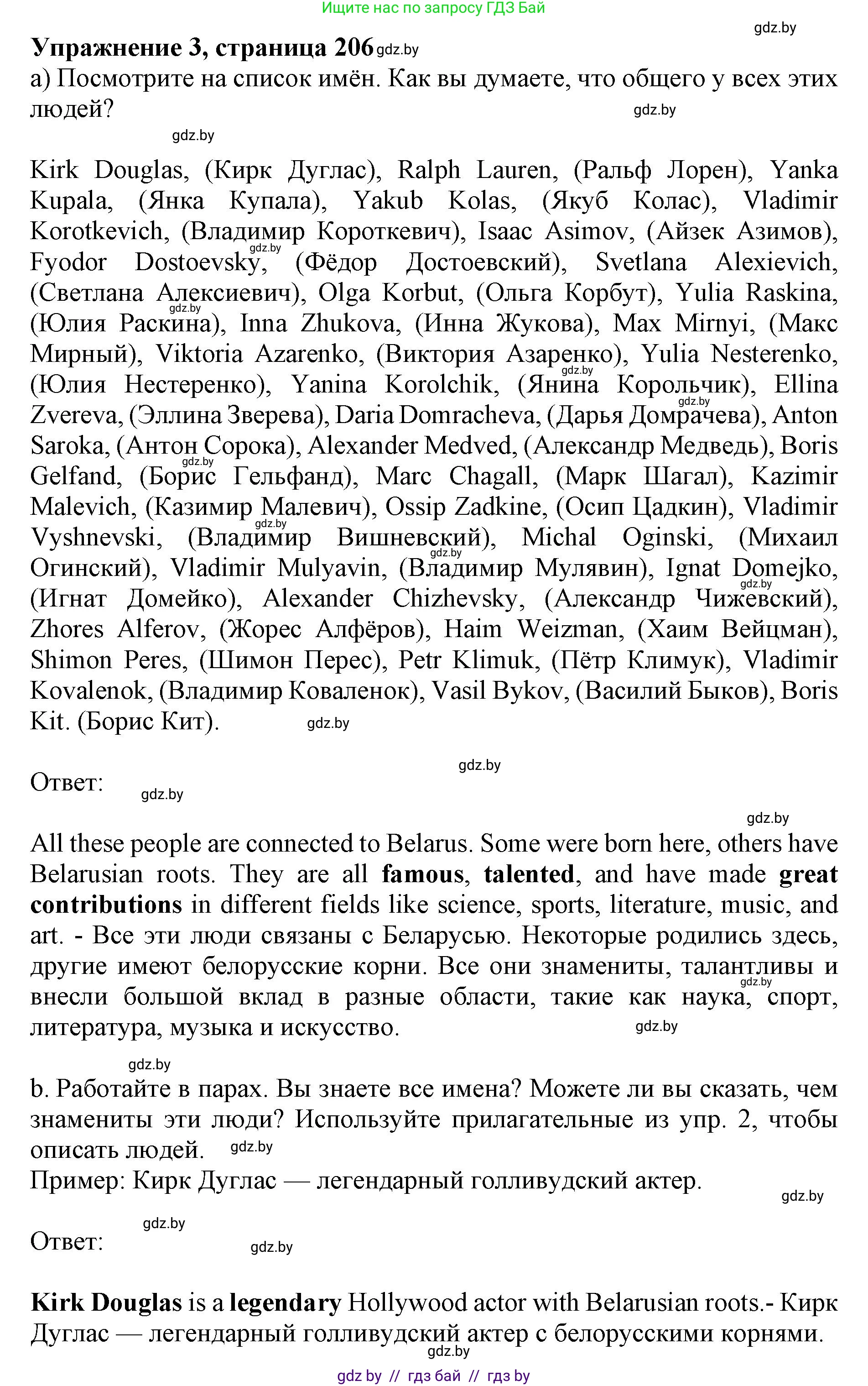 Английский язык (english), 10 класс Учебник (Student's book), авторы: Юхнель Наталья Валентиновна, Наумова Елена Георгиевна, Демченко Наталья Валентиновна, издательство Вышэйшая школа, Минск, 2019, страница 206, номер 3, Решение 2