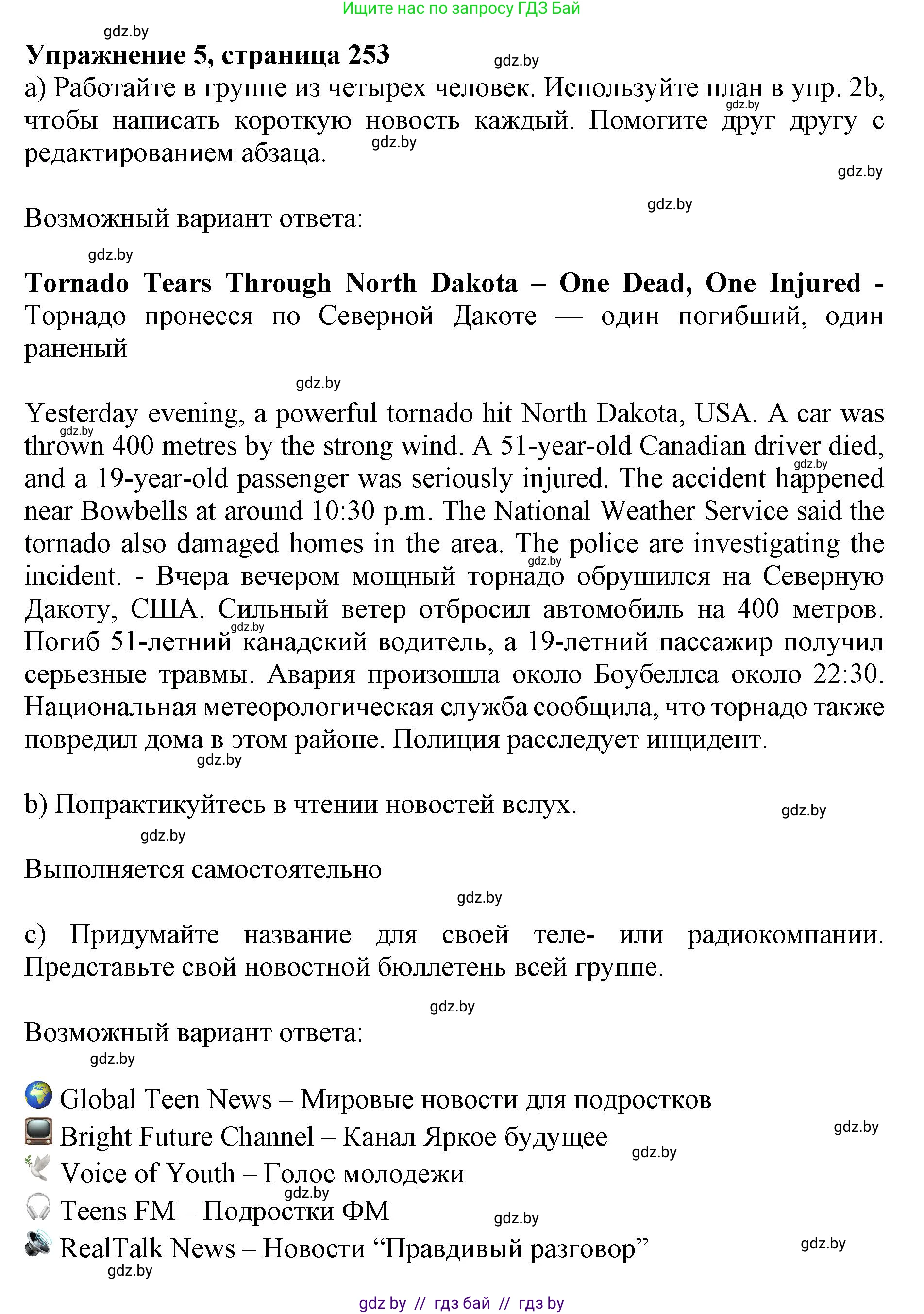 Английский язык (english), 10 класс Учебник (Student's book), авторы: Юхнель Наталья Валентиновна, Наумова Елена Георгиевна, Демченко Наталья Валентиновна, издательство Вышэйшая школа, Минск, 2019, страница 253, номер 5, Решение 2