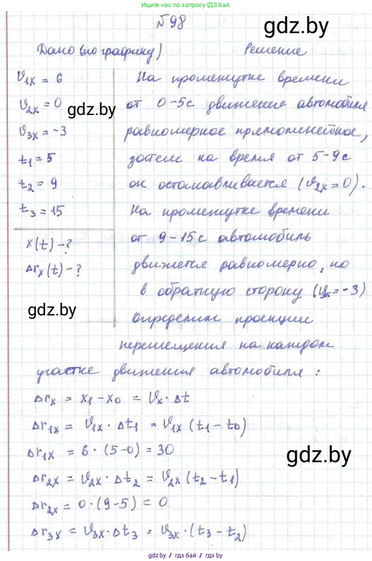 Физика, 9 класс Сборник задач, авторы: Исаченкова Лариса Артёмовна, Дорофейчик Владимир Владимирович, Захаревич Екатерина Васильевна, Пальчик Геннадий Владимирович, издательство Аверсэв, Минск, 2021, страница 29, номер 98, Решение 2