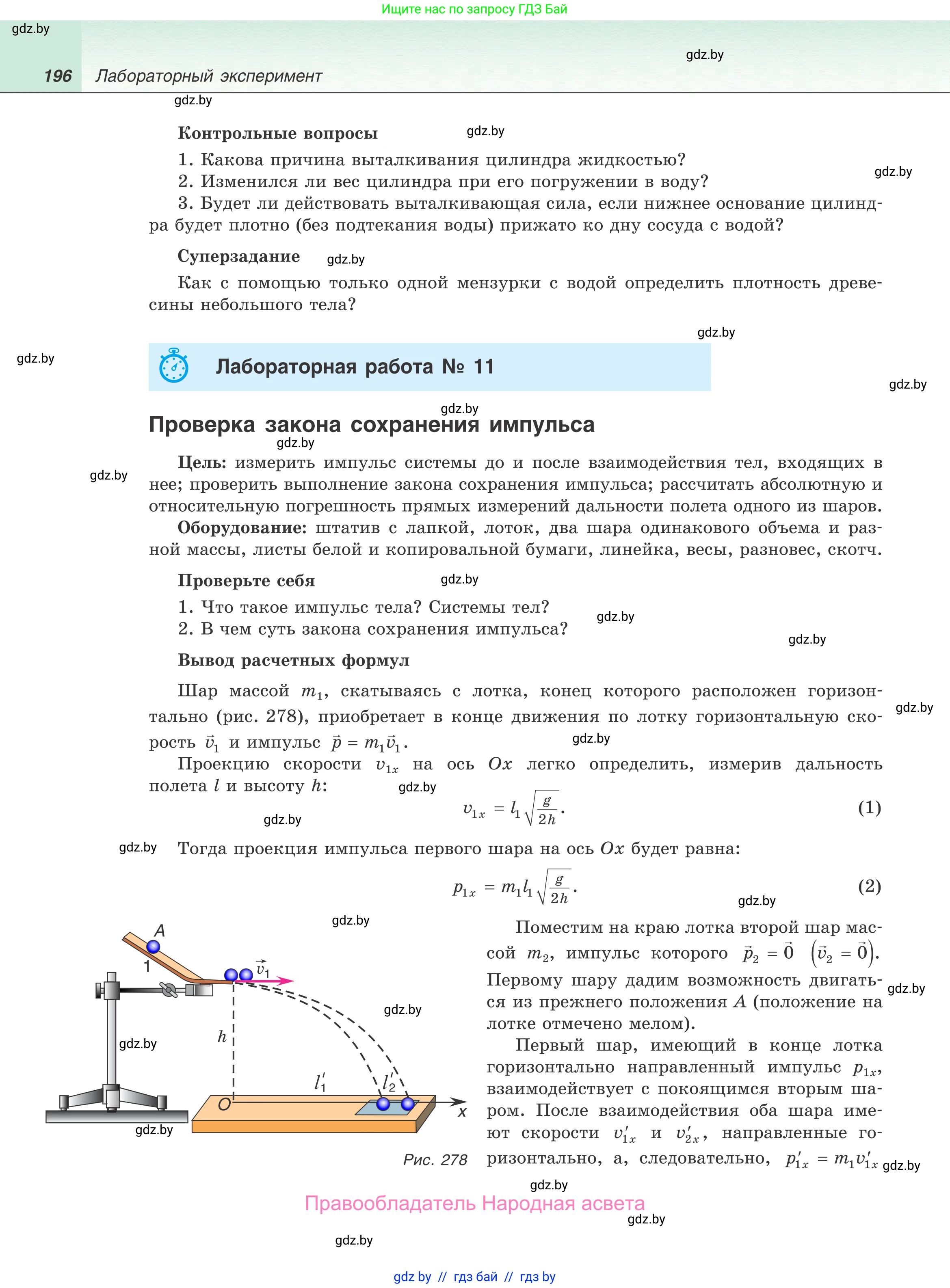 Физика, 9 класс Учебник, авторы: Исаченкова Лариса Артёмовна, Сокольский Анатолий Алексеевич, Захаревич Екатерина Васильевна, издательство Народная асвета, Минск, 2019, страница 196