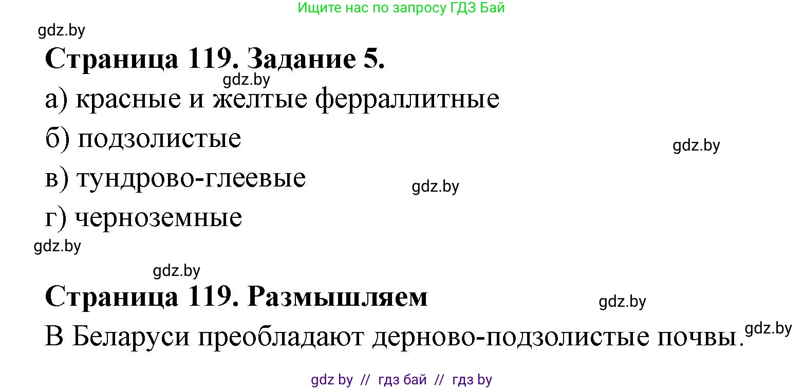 География, 6 класс рабочая тетрадь, авторы: Кольмакова Елена Генадьевна, Пикулик Валентина Владимировна, издательство Аверсэв, Минск, 2022, бирюзового цвета, страница 119, номер 5, Решение