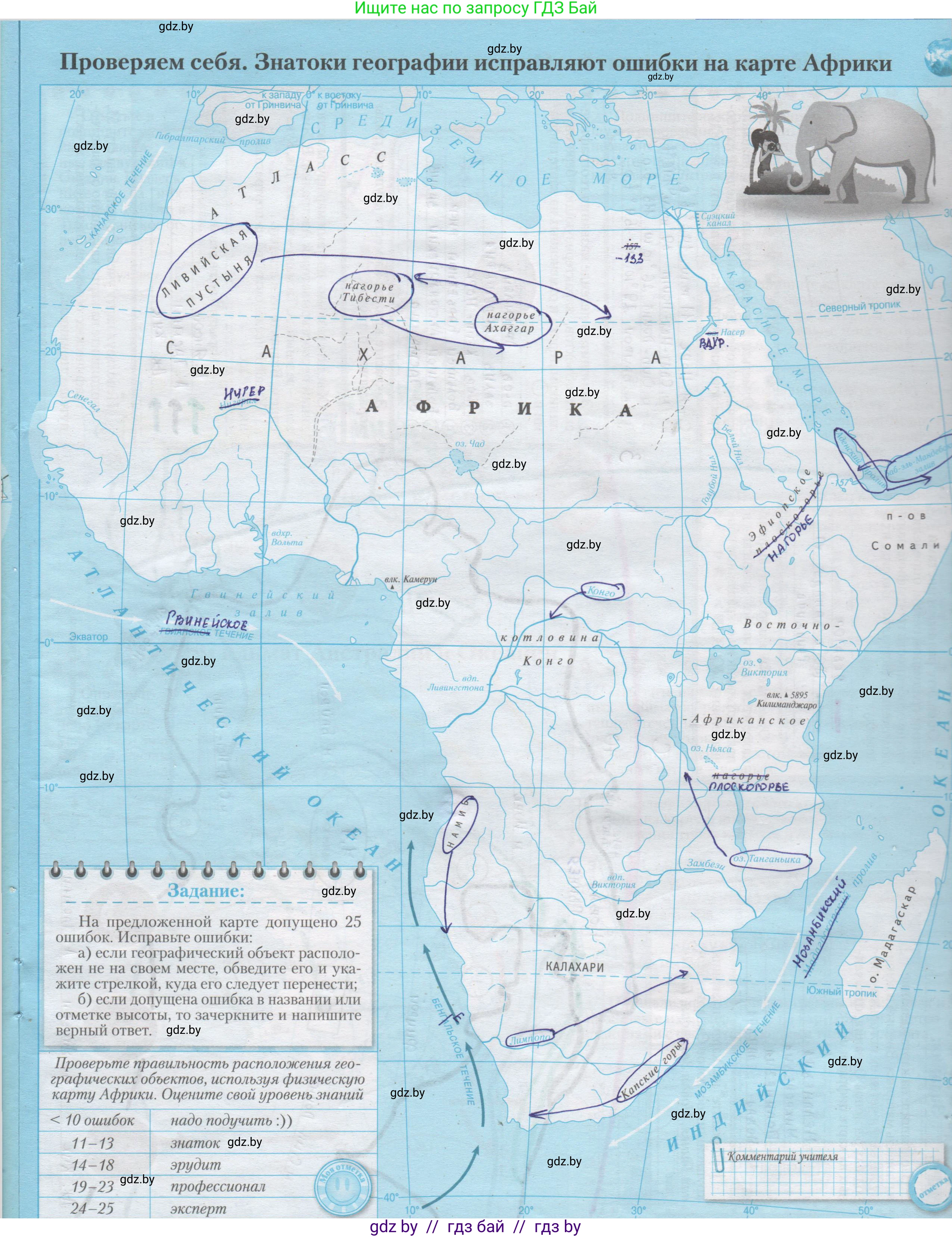 География, 7 класс Контурные карты, авторы: Кольмакова Елена Генадьевна, Сарычева Ольга Владимировна, издательство Белкартография, Минск, 2021, голубого цвета, страница 19, Решение
