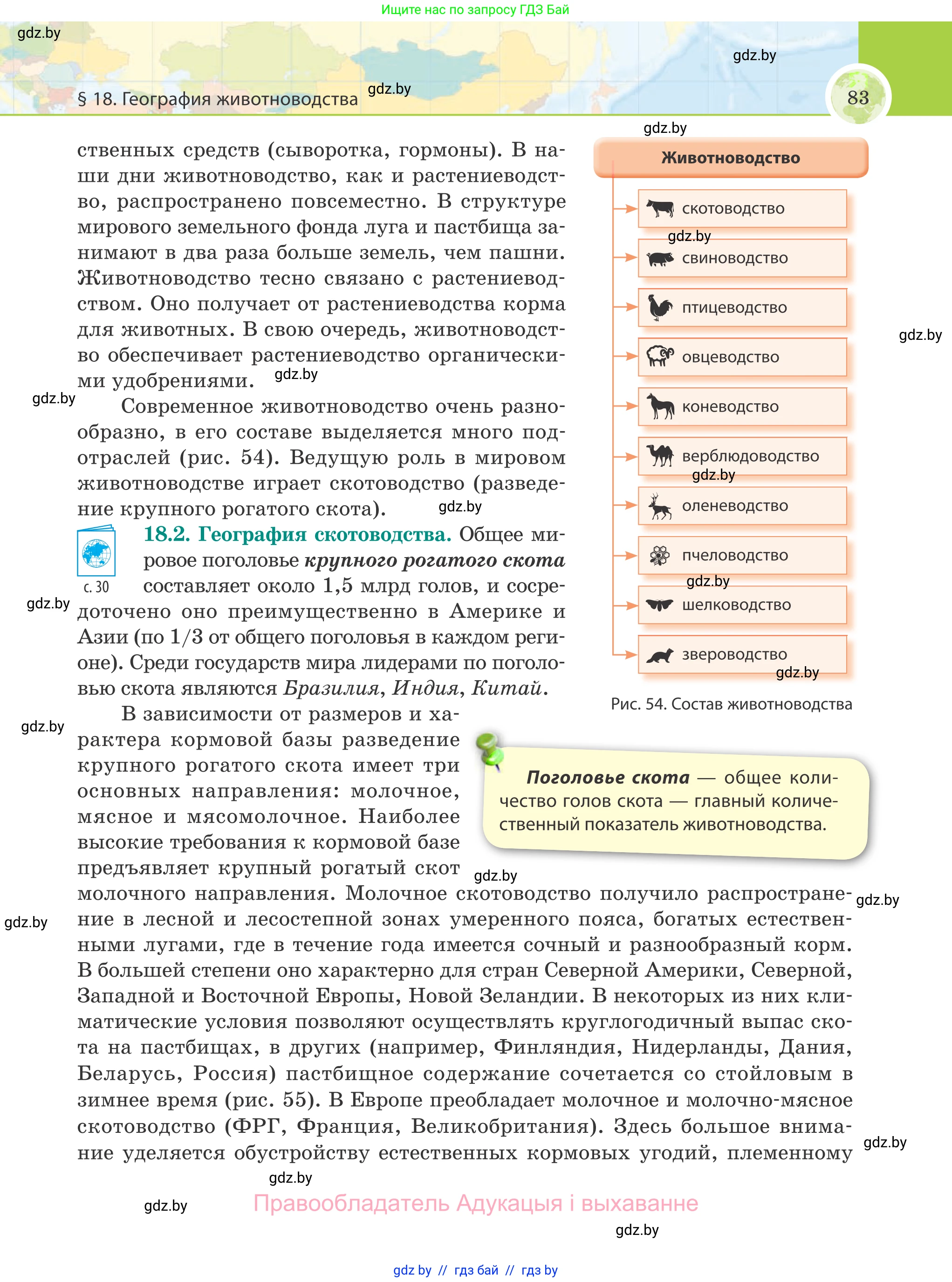 География, 8 класс Учебник, авторы: Лопух Пётр Степанович, Стреха Николай Леонидович, Сарычева Ольга Владимировна, Шандроха Андрей Генадьевич, издательство Адукацыя i выхаванне, Минск, 2019, страница 83