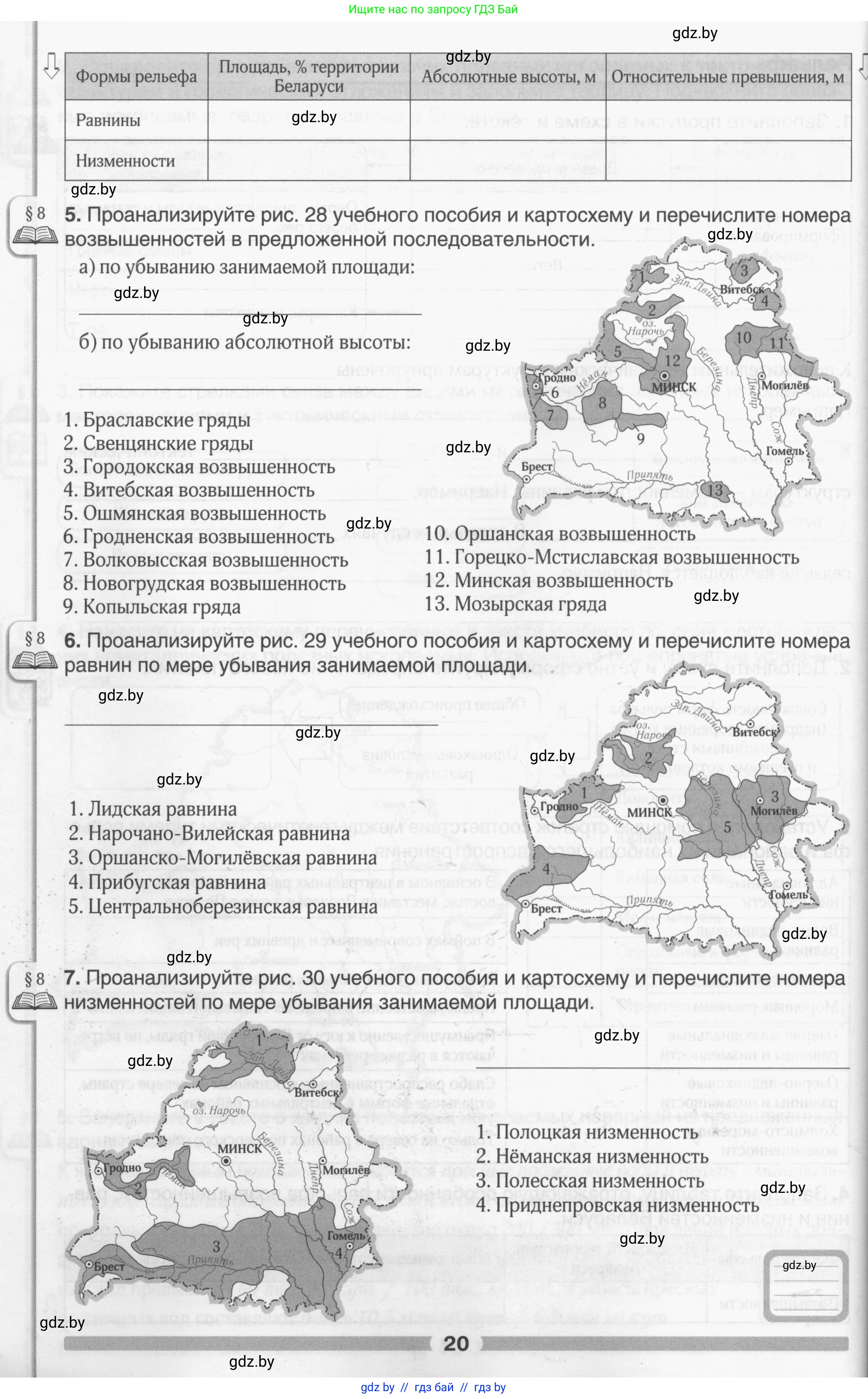География, 9 класс рабочая тетрадь, авторы: Брилевский Михаил Николаевич, Климович Алеся Владимировна, издательство Белкартография, Минск, 2021, бирюзового цвета, страница 20