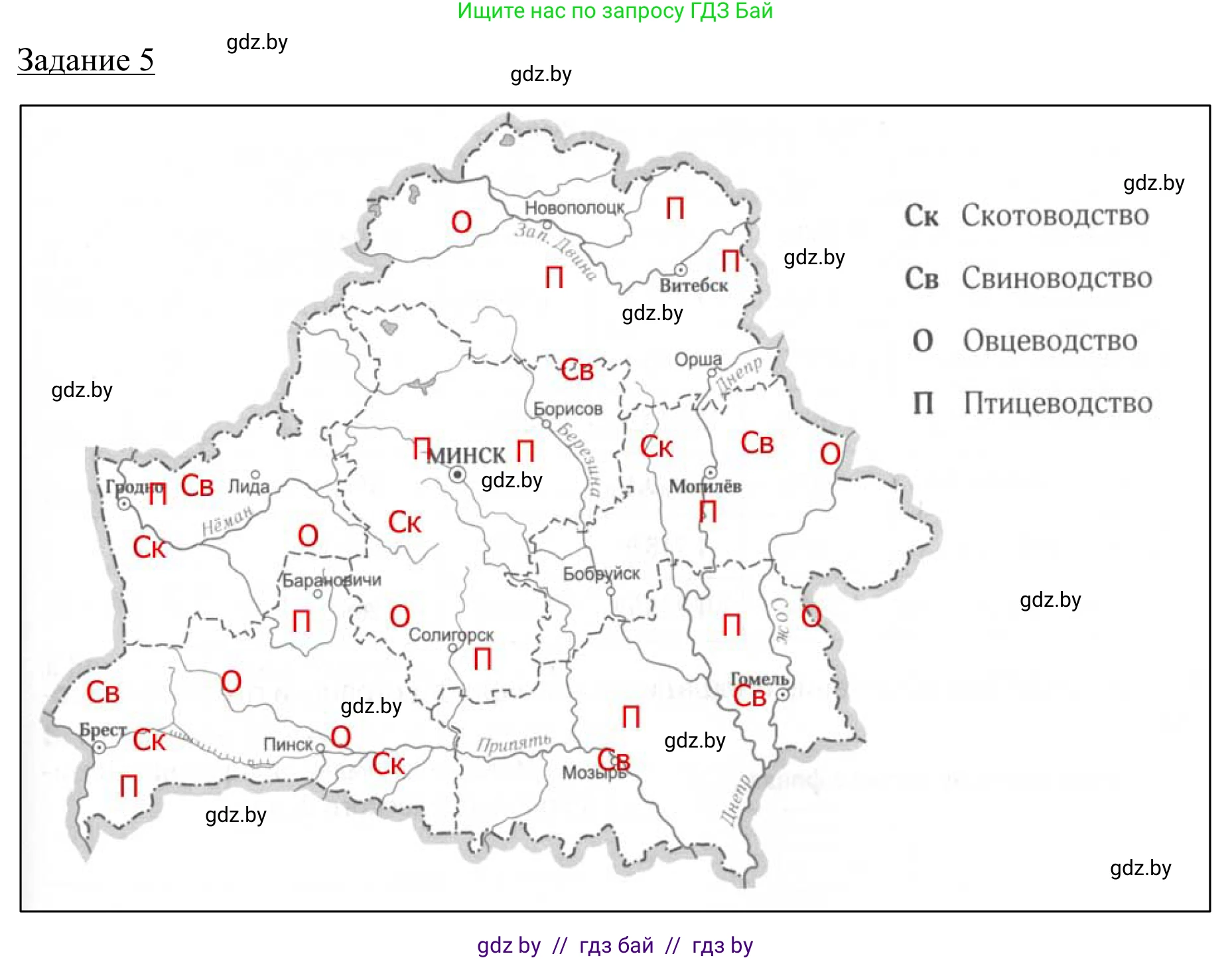 География, 9 класс рабочая тетрадь, авторы: Брилевский Михаил Николаевич, Климович Алеся Владимировна, издательство Белкартография, Минск, 2021, бирюзового цвета, страница 67, номер 5, Решение
