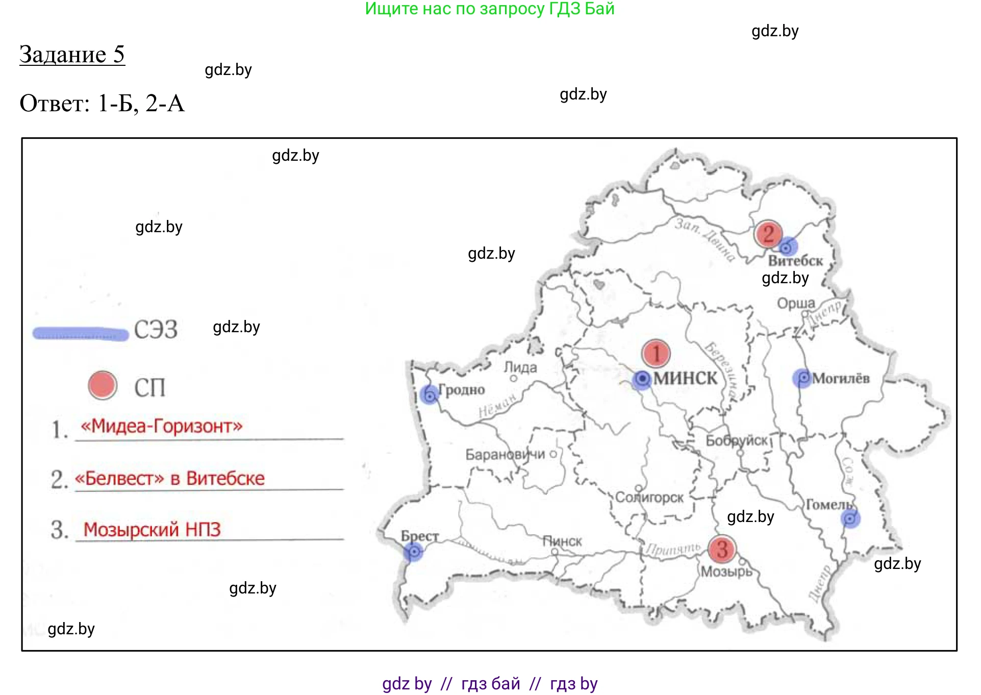 География, 9 класс рабочая тетрадь, авторы: Брилевский Михаил Николаевич, Климович Алеся Владимировна, издательство Белкартография, Минск, 2021, бирюзового цвета, страница 99, номер 5, Решение