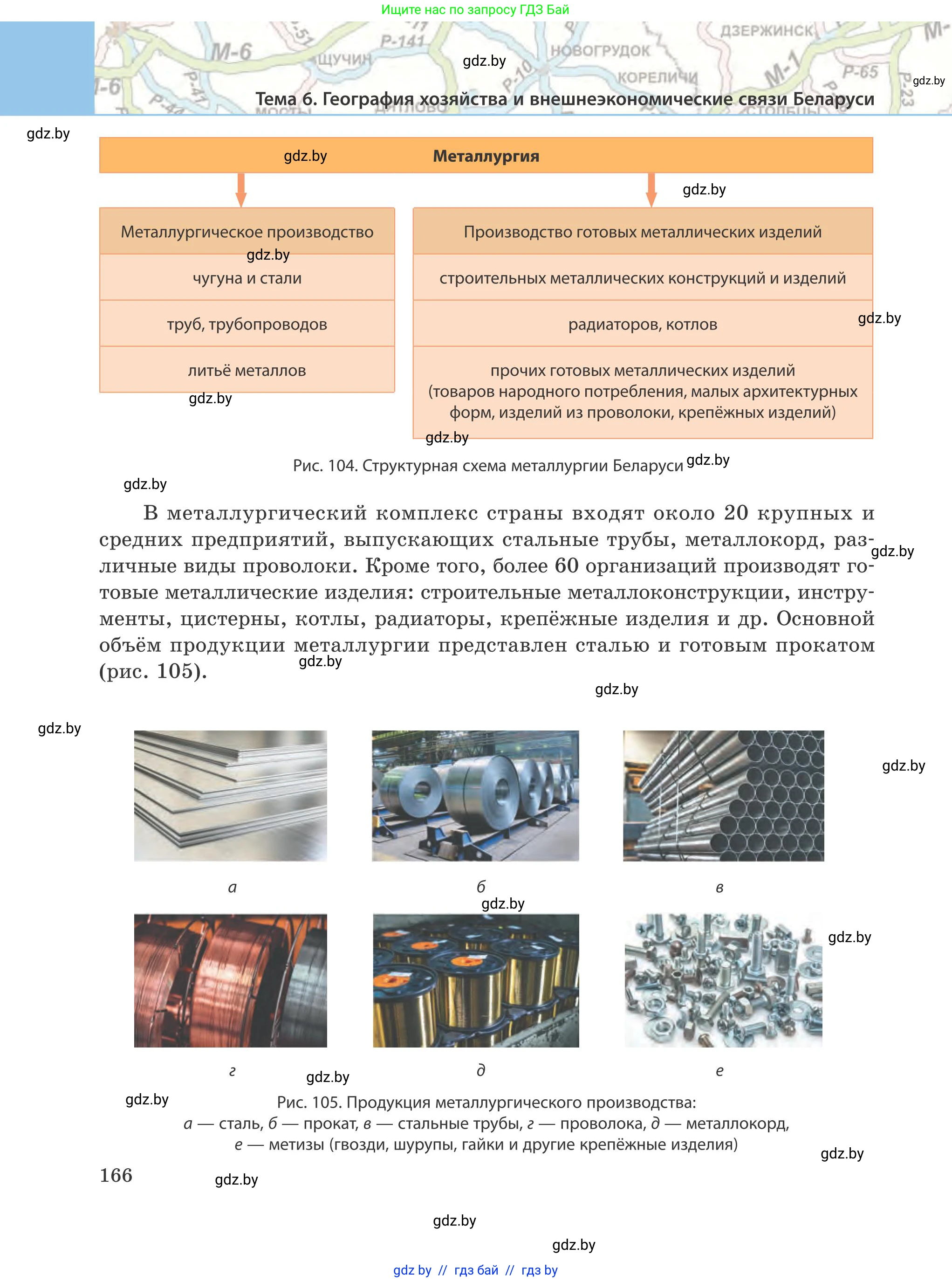 География, 9 класс Учебник, авторы: Брилевский Михаил Николаевич, Климович Алеся Владимировна, издательство Адукацыя i выхаванне, Минск, 2025, страница 166