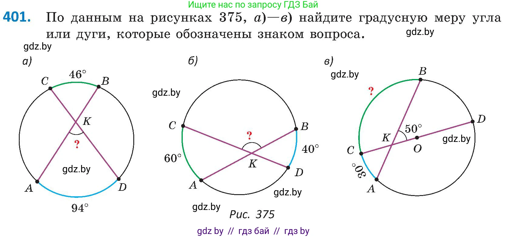 Геометрия, 8 класс Учебник, авторы: Казаков Валерий Владимирович, Казакова Ольга Олеговна, издательство Адукацыя i выхаванне, Минск, 2024, оранжевого цвета, страница 187, номер 401, Условие