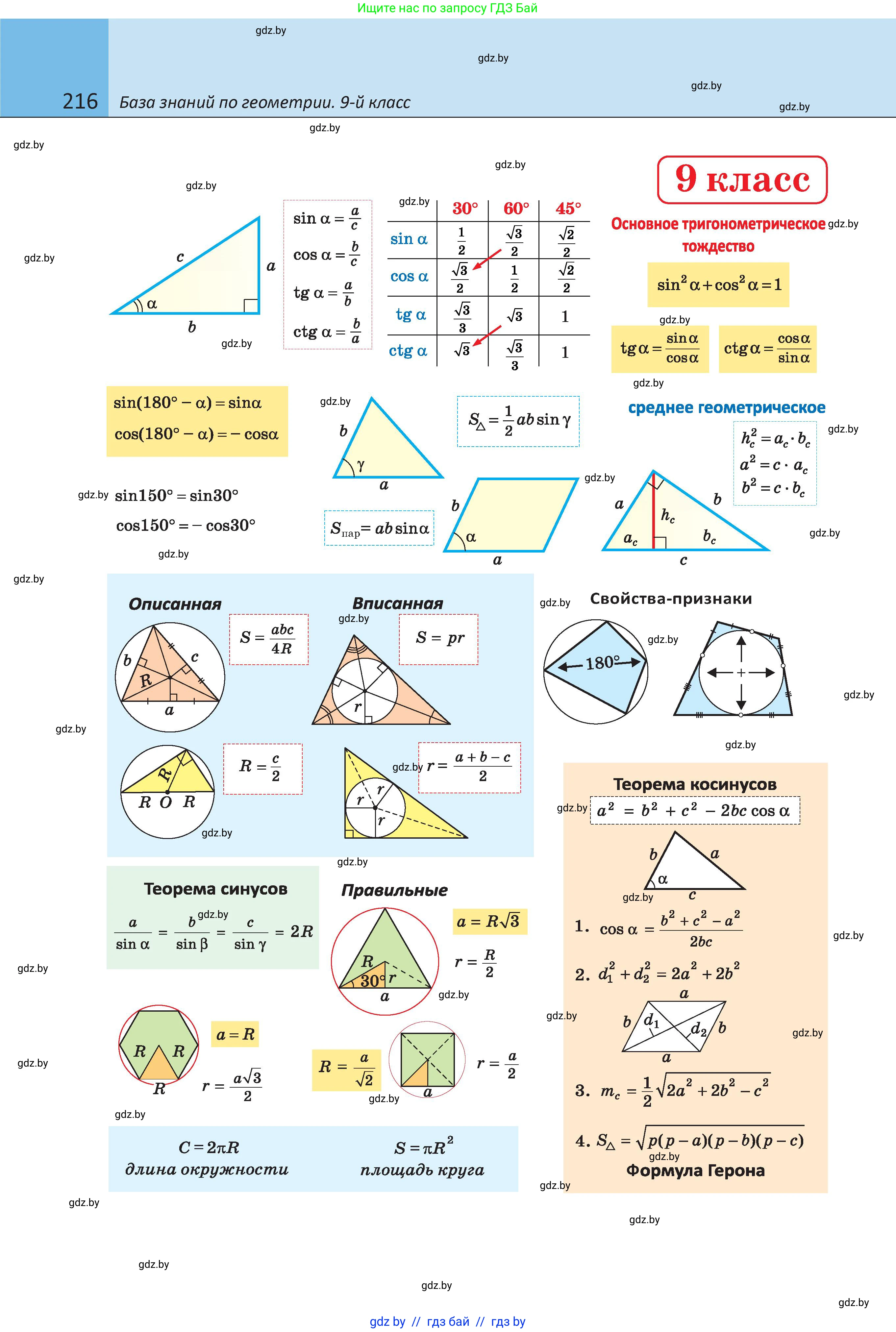 Геометрия, 9 класс Учебник, авторы: Казаков Валерий Владимирович, Казакова Ольга Олеговна, издательство Адукацыя i выхаванне, Минск, 2025, белого цвета, страница 216