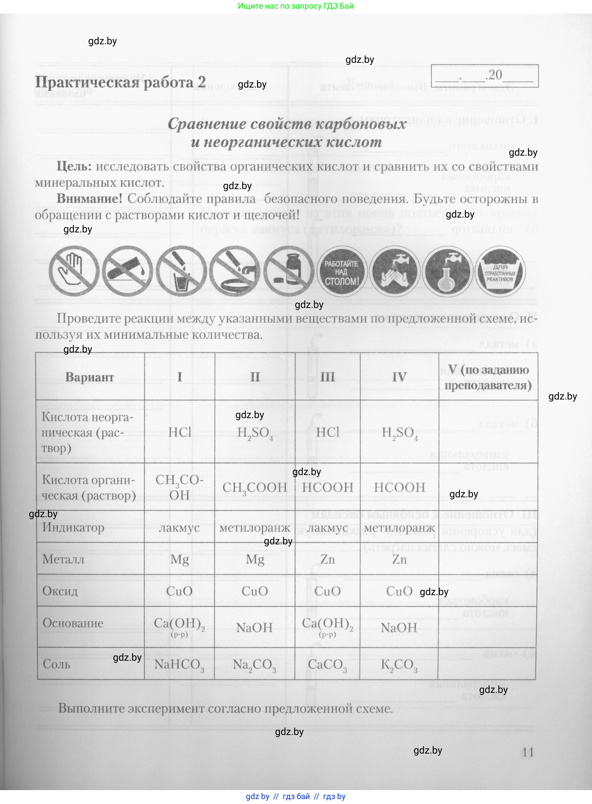 Химия, 10 класс Тетрадь для практических работ, автор: Борушко Ирина Ивановна, издательство Сэр-Вит, Минск, 2020, голубого цвета, Часть 1, страница 11