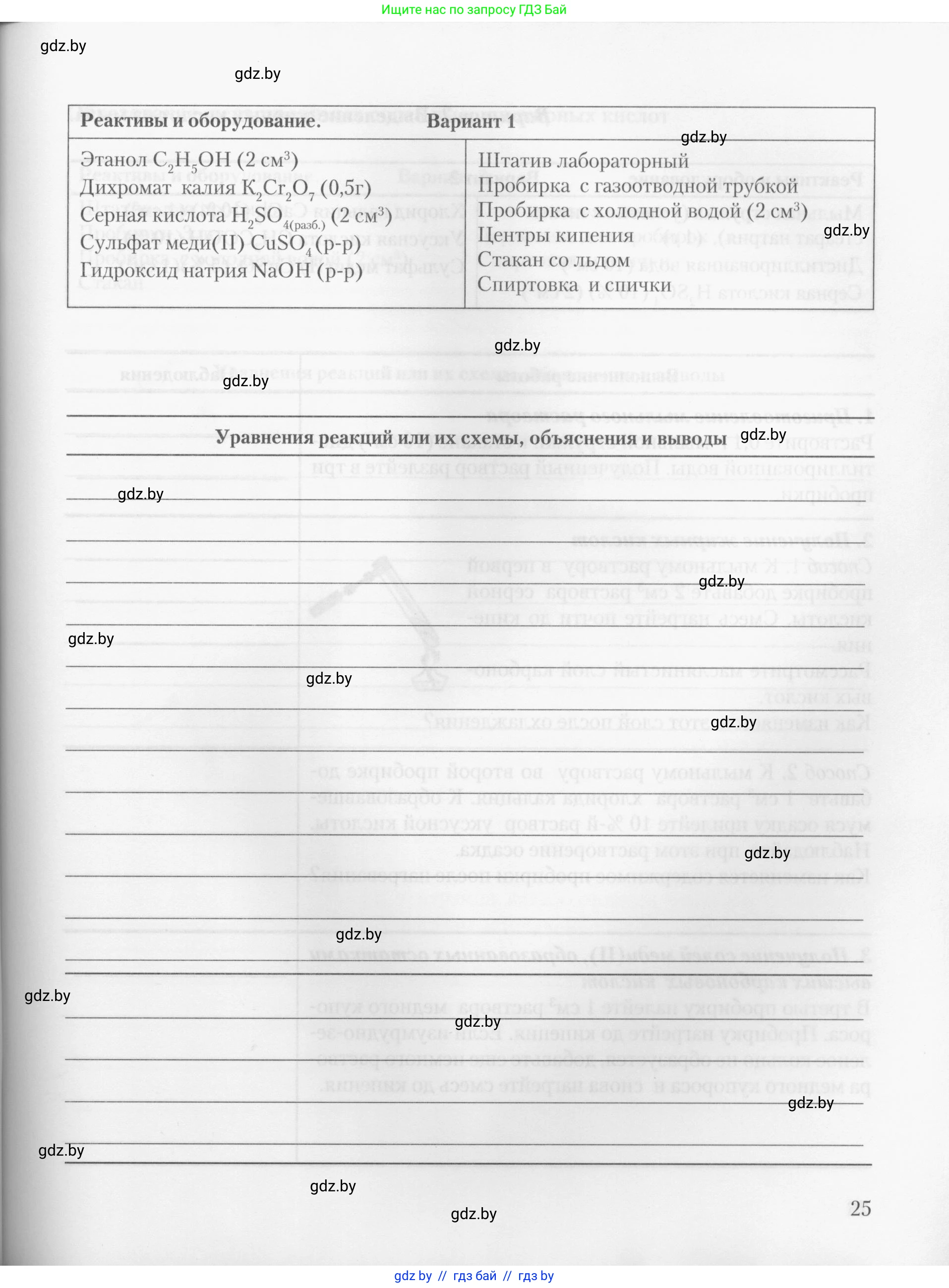 Химия, 10 класс Тетрадь для практических работ, автор: Борушко Ирина Ивановна, издательство Сэр-Вит, Минск, 2020, голубого цвета, Часть 2, страница 25
