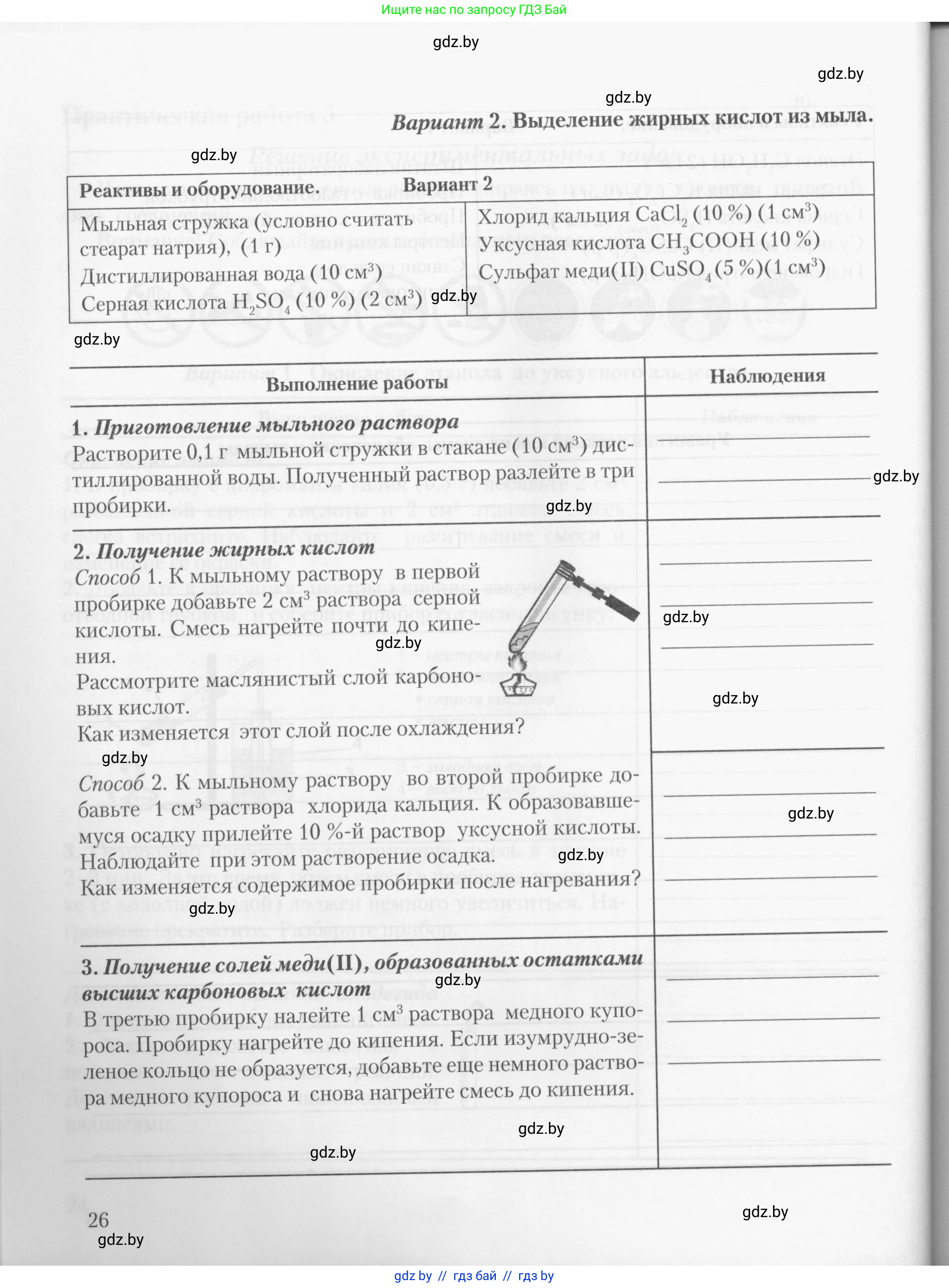 Химия, 10 класс Тетрадь для практических работ, автор: Борушко Ирина Ивановна, издательство Сэр-Вит, Минск, 2020, голубого цвета, Часть 2, страница 26