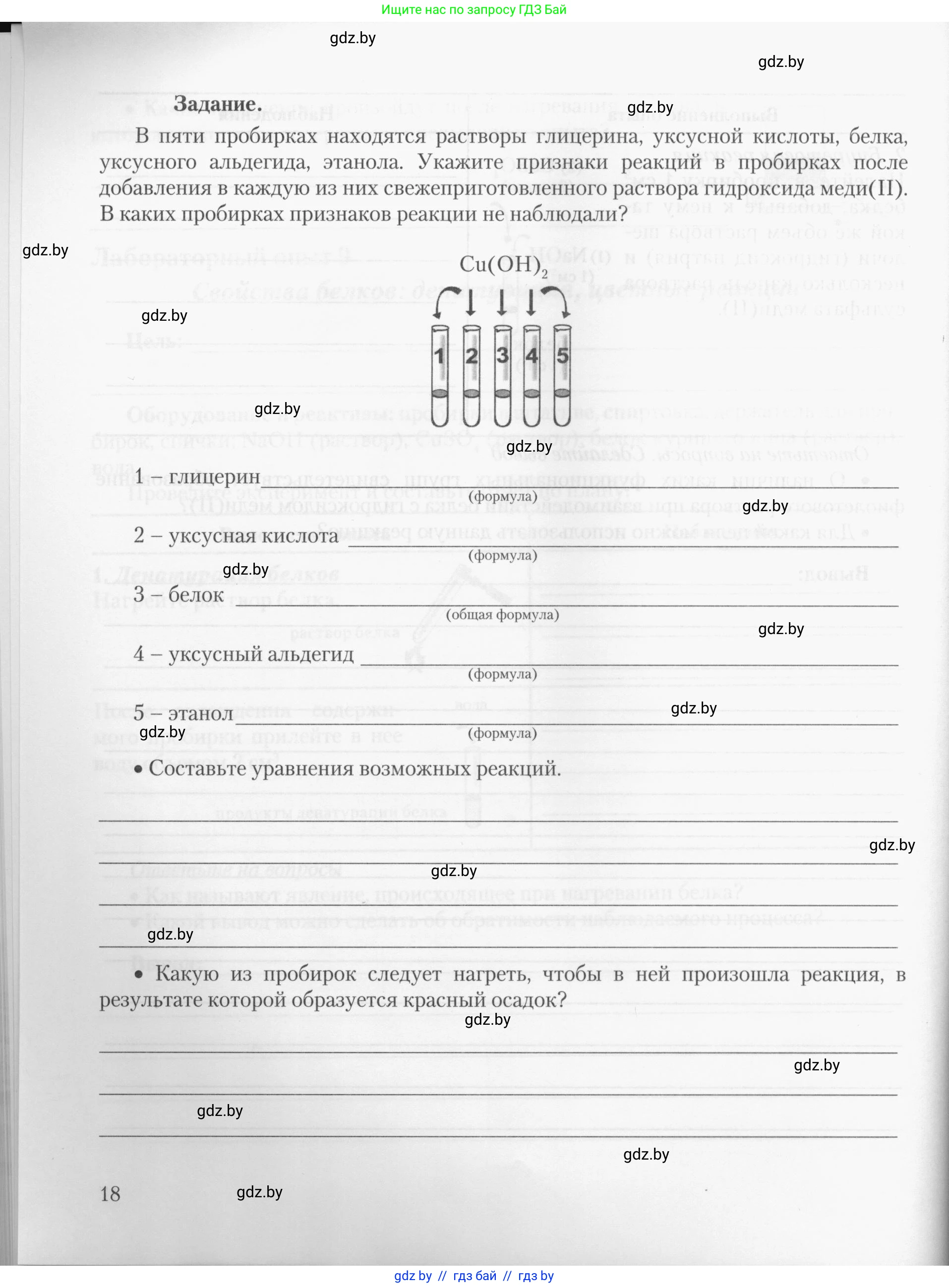 Химия, 10 класс Тетрадь для практических работ, автор: Борушко Ирина Ивановна, издательство Сэр-Вит, Минск, 2020, голубого цвета, страница 18