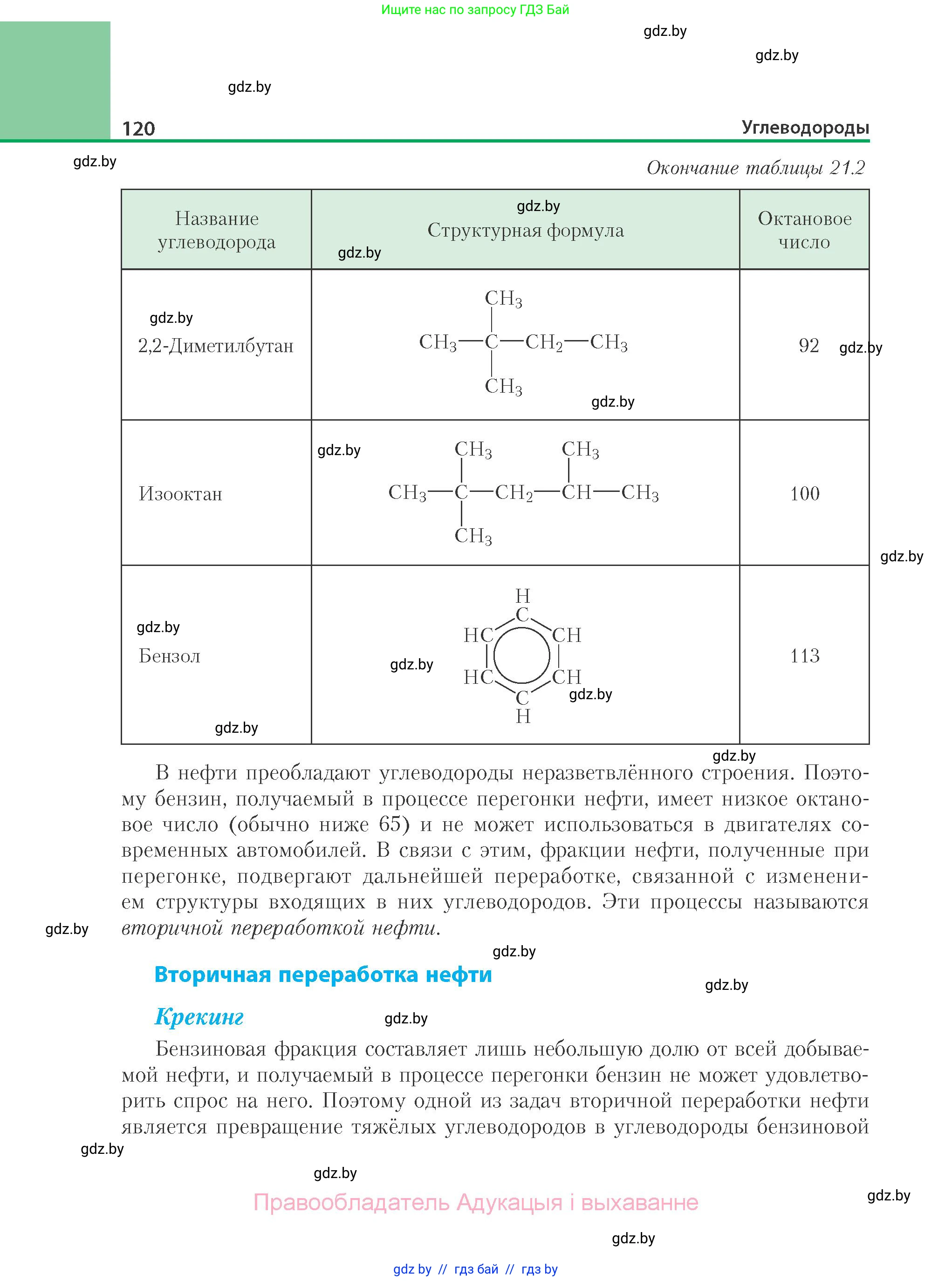 Химия, 10 класс Учебник, авторы: Колевич Татьяна Александровна, Матулис Вадим Эдвардович, Матулис Виталий Эдвардович, Варакса Игорь Николаевич, издательство Адукацыя i выхаванне, Минск, 2019, страница 120