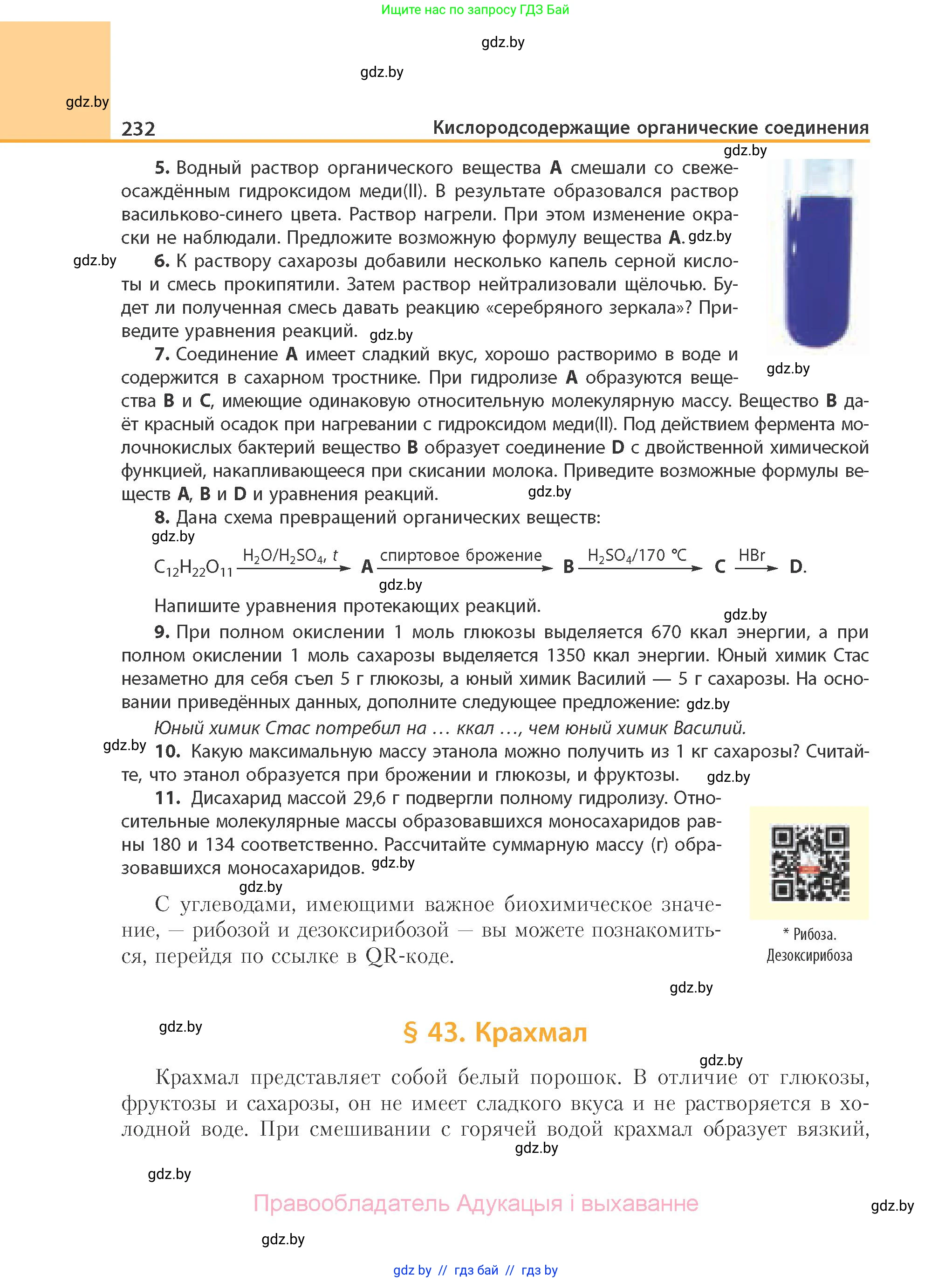 Химия, 10 класс Учебник, авторы: Колевич Татьяна Александровна, Матулис Вадим Эдвардович, Матулис Виталий Эдвардович, Варакса Игорь Николаевич, издательство Адукацыя i выхаванне, Минск, 2019, страница 232