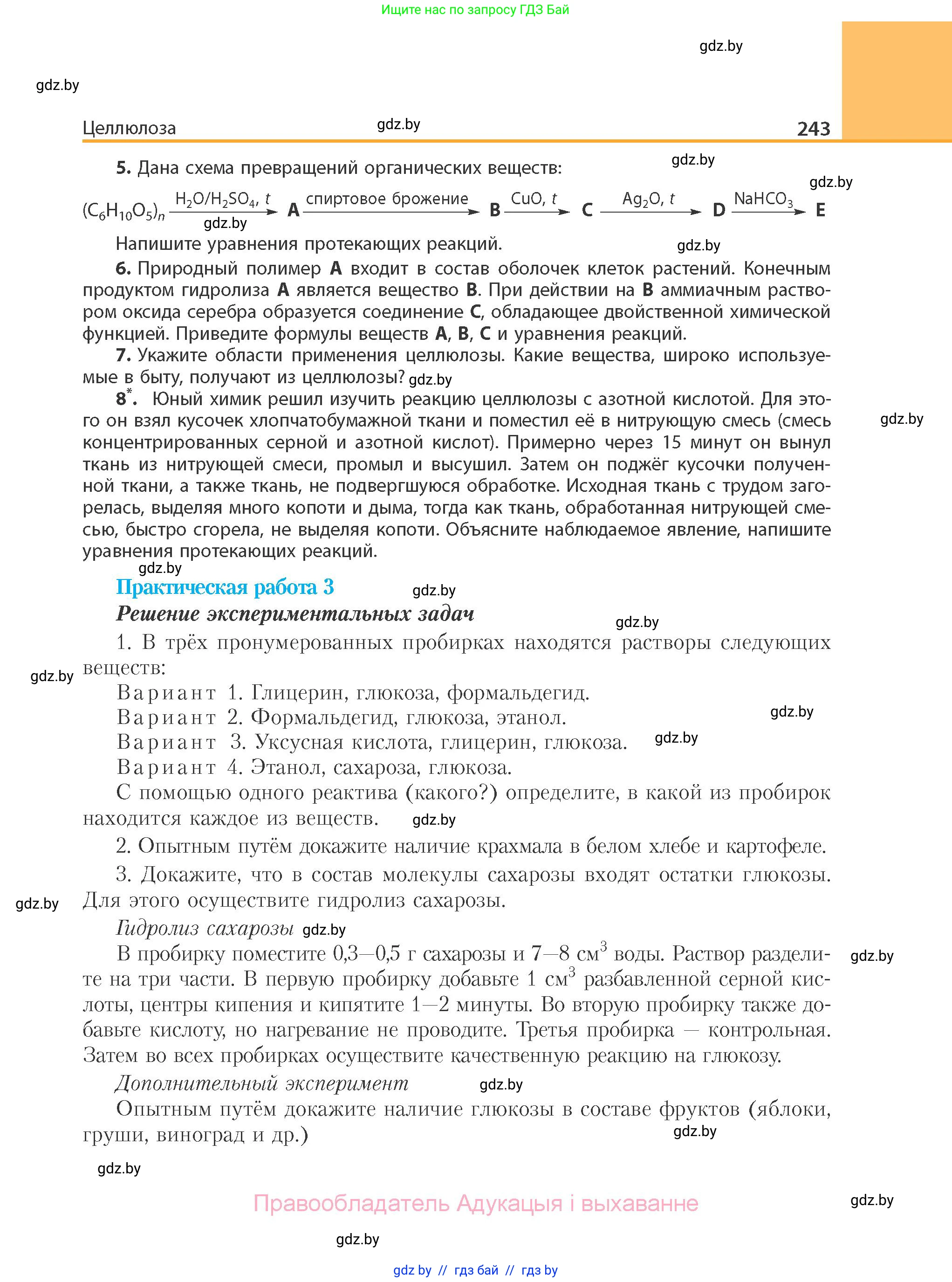 Химия, 10 класс Учебник, авторы: Колевич Татьяна Александровна, Матулис Вадим Эдвардович, Матулис Виталий Эдвардович, Варакса Игорь Николаевич, издательство Адукацыя i выхаванне, Минск, 2019, страница 243
